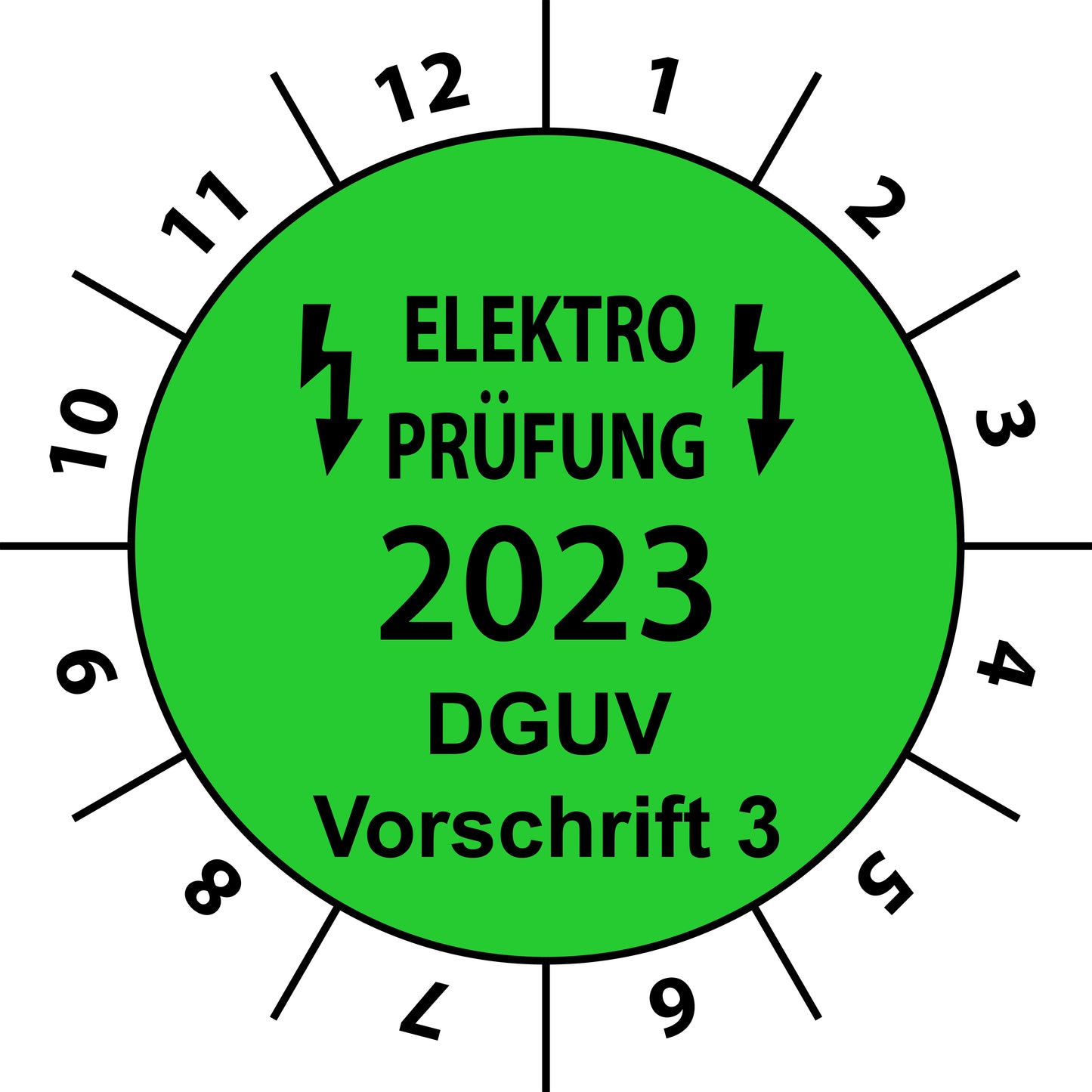 Einjahresprüfetiketten, Elektroprüfung, DGUV Vorschrift 3, Startjahr: 2023 aus Papier oder Plastik