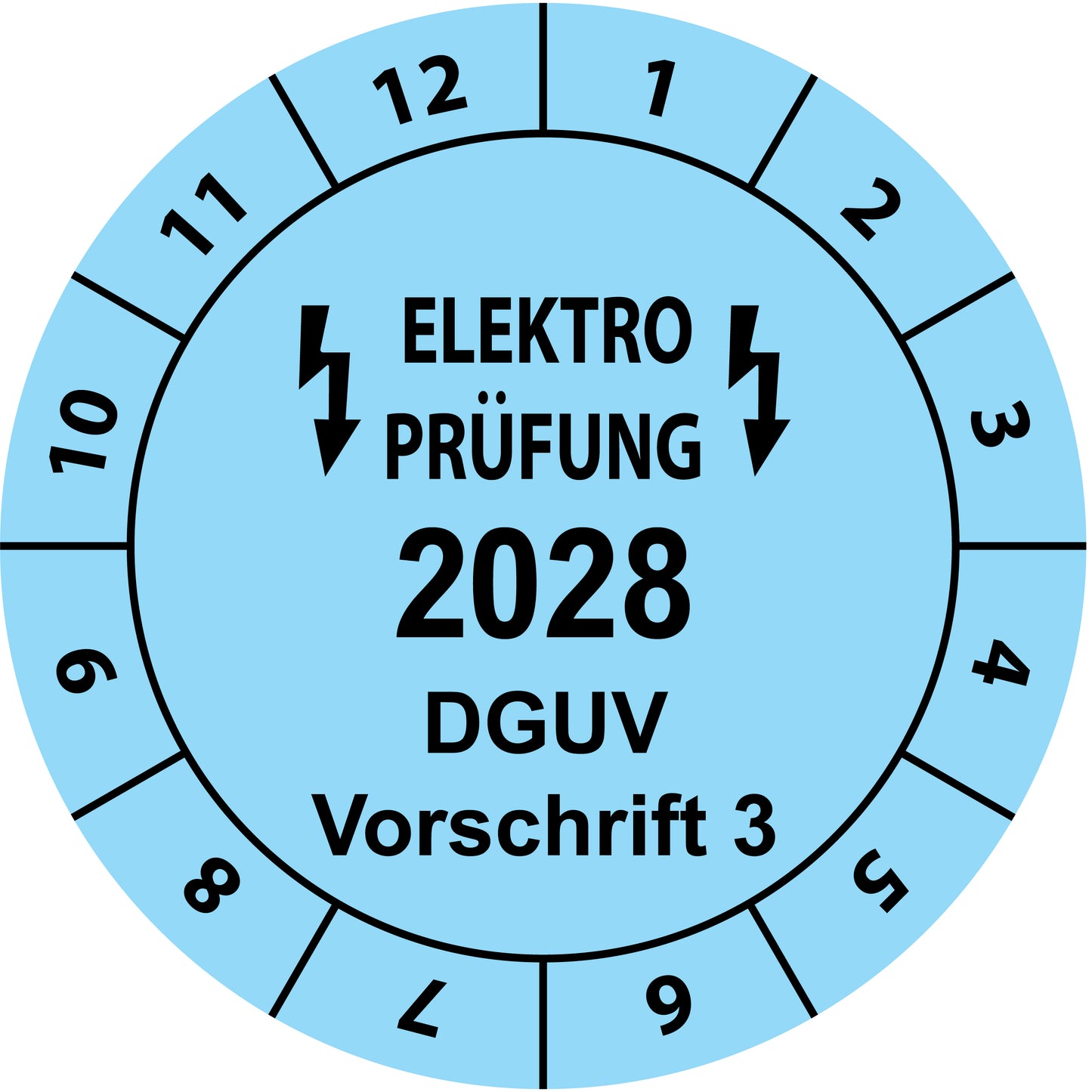 Einjahresprüfetiketten, Elektroprüfung, DGUV Vorschrift 3, Startjahr: 2028 aus Papier oder Plastik