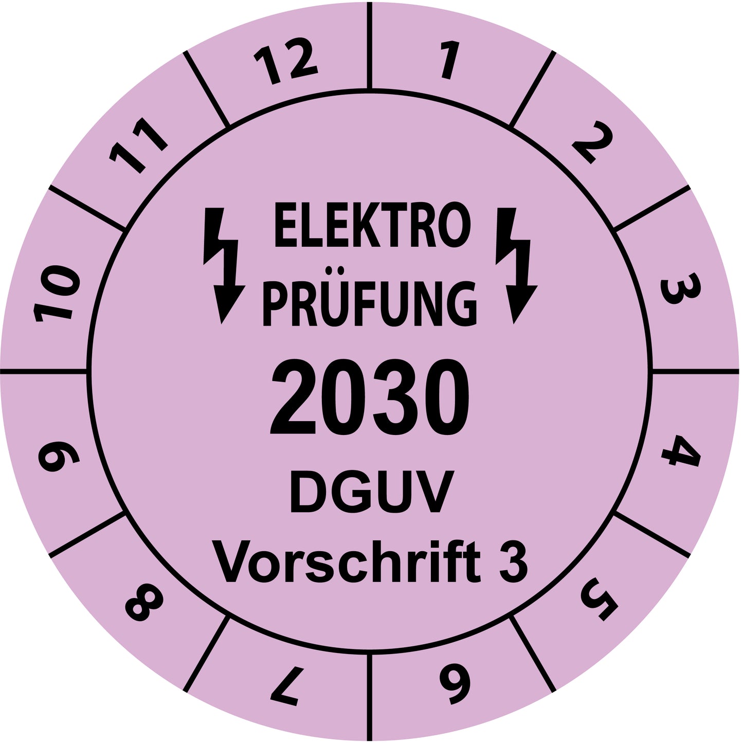 Einjahresprüfetiketten, Elektroprüfung, DGUV Vorschrift 3, Startjahr: 2030 aus Papier oder Plastik