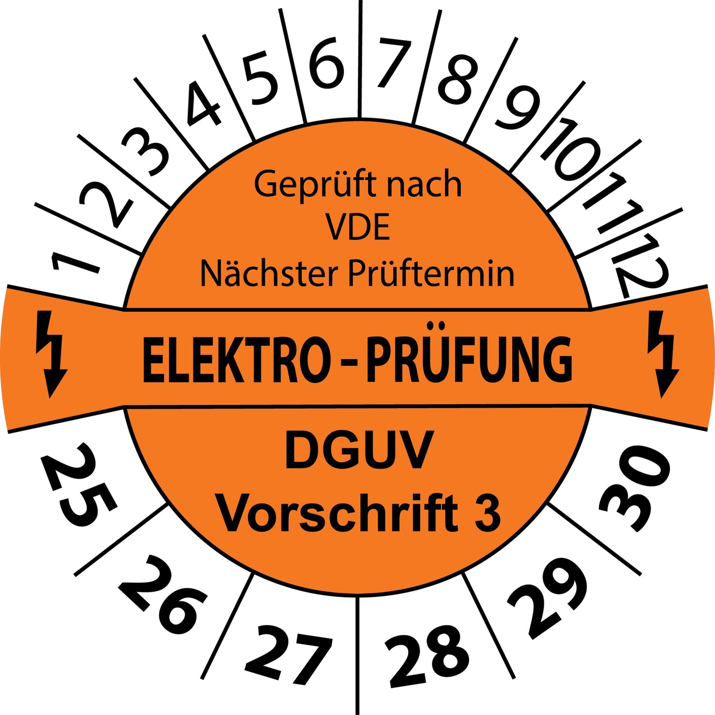 Mehrjahresprüfetiketten, Geprüft nach VDE, Nächster Prüftermin, Elektroprüfung, DGUV Vorschrift 3, Startjahr: 2025 aus Papier oder Plastik