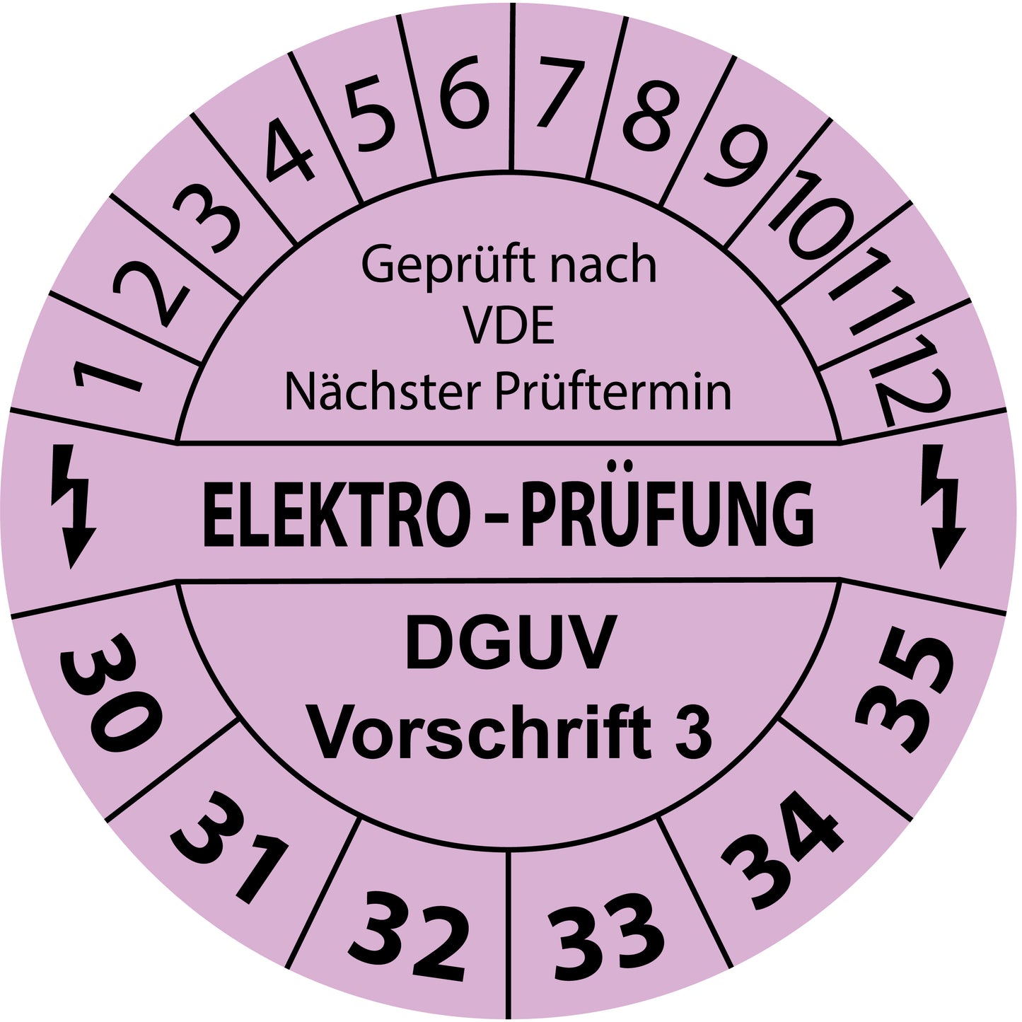 Mehrjahresprüfetiketten, Geprüft nach VDE, Nächster Prüftermin, Elektroprüfung, DGUV Vorschrift 3, Startjahr: 2030 aus Papier oder Plastik