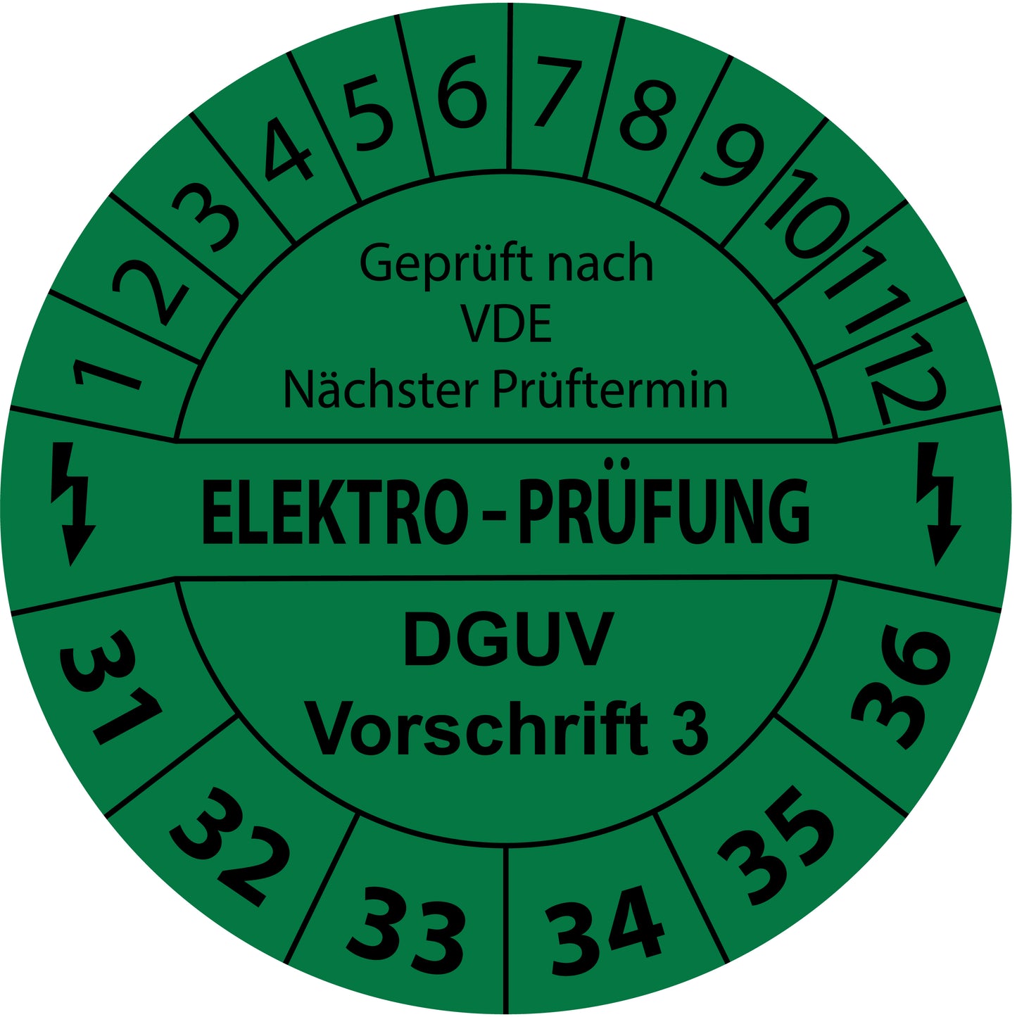 Mehrjahresprüfetiketten, Geprüft nach VDE, Nächster Prüftermin, Elektroprüfung, DGUV Vorschrift 3, Startjahr: 2031 aus Papier oder Plastik