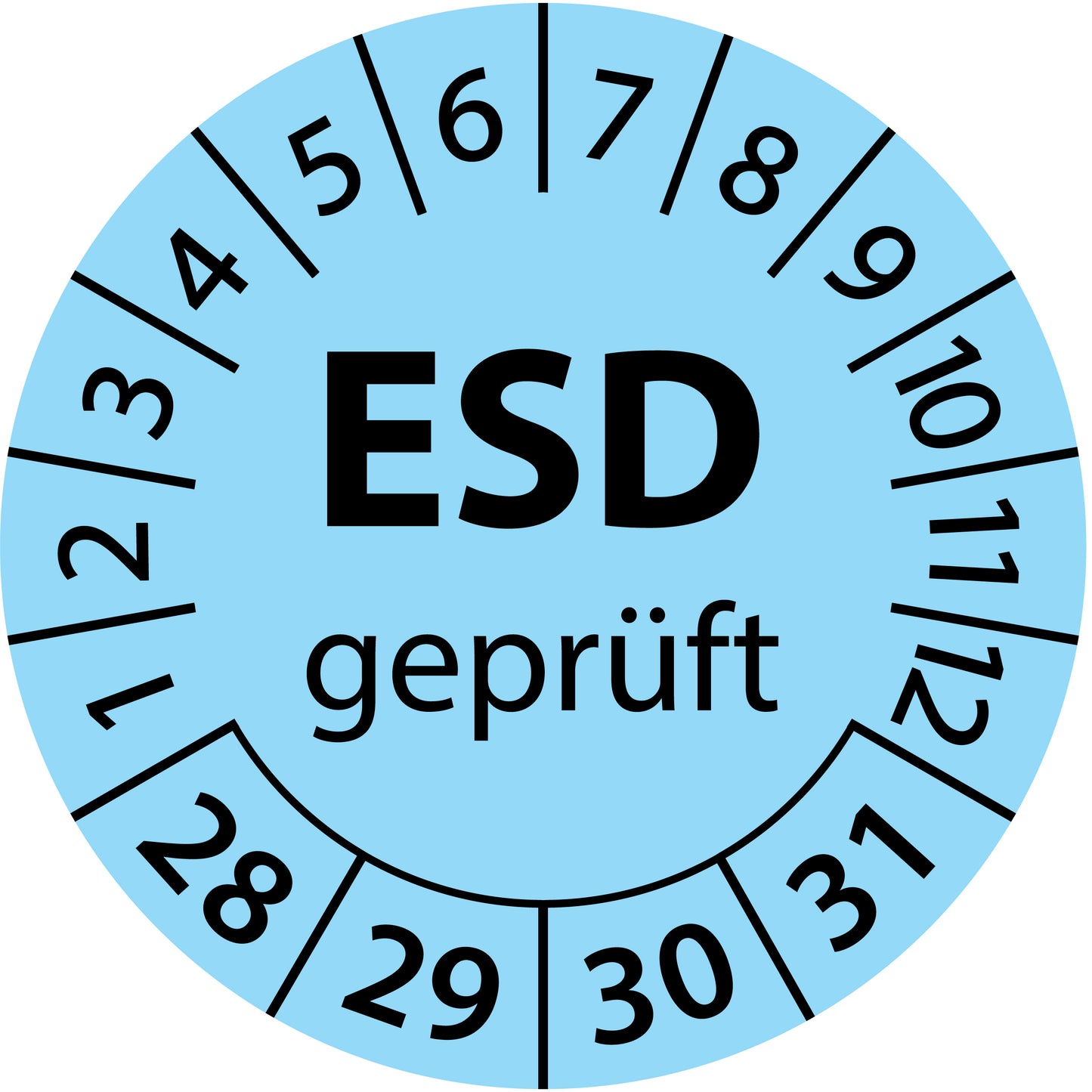 Mehrjahresprüfetiketten, ESD geprüft, Startjahr: 2028 aus Papier oder Plastik