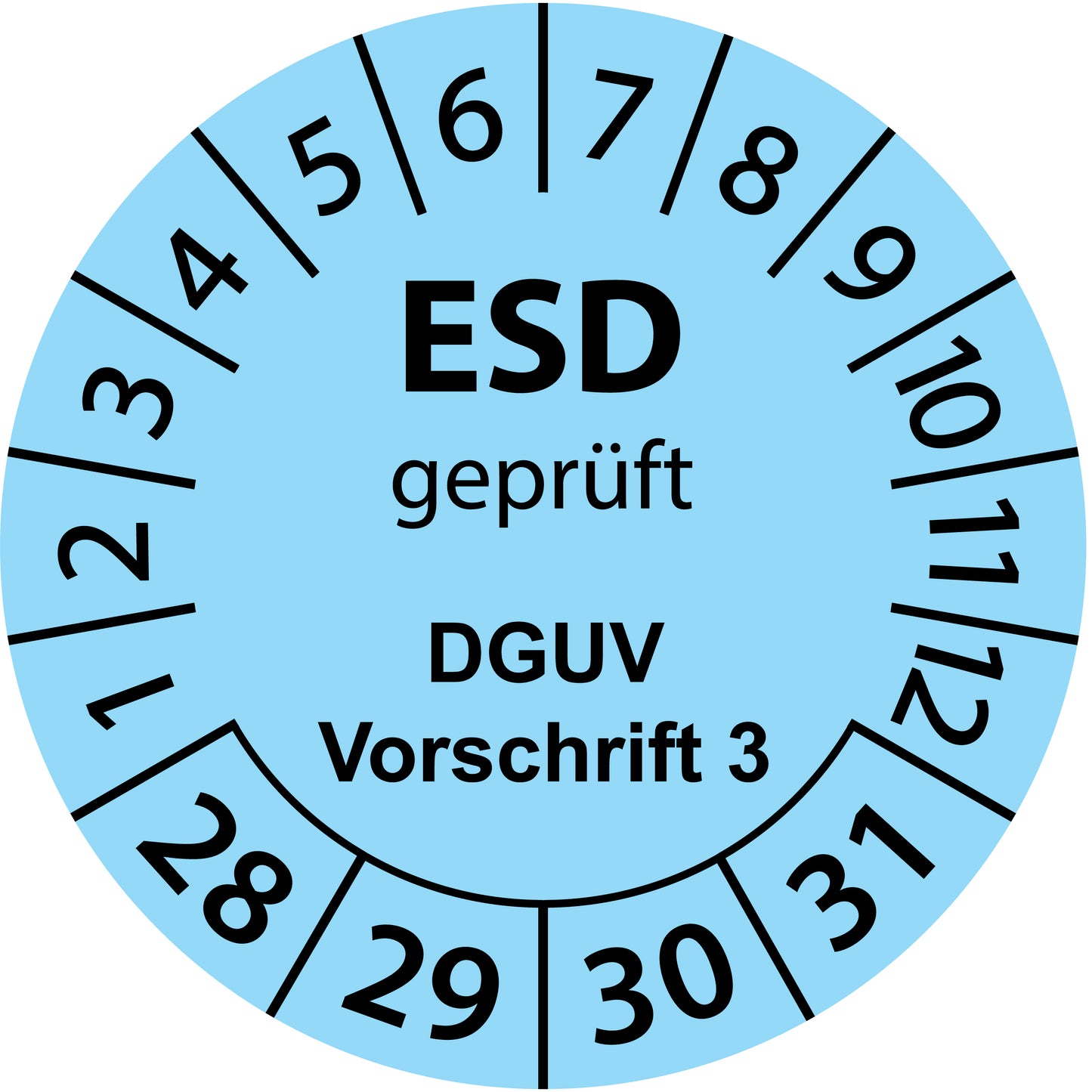 Mehrjahresprüfetiketten, ESD geprüft, DGUV Vorschrift 3, Startjahr: 2028 aus Papier oder Plastik