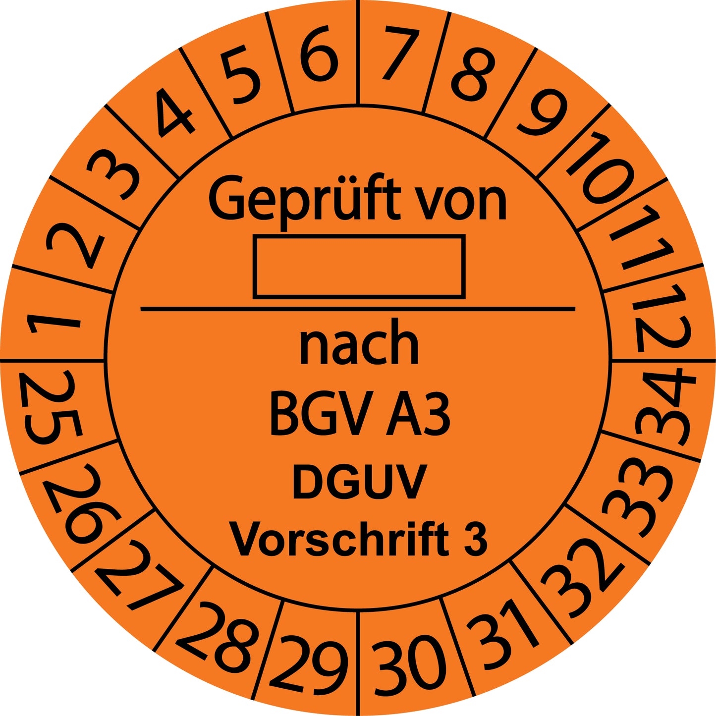 Mehrjahresprüfetiketten, Geprüft von ..., nach BGV A3, DGUV Vorschrift 3, Startjahr: 2025 aus Papier oder Plastik