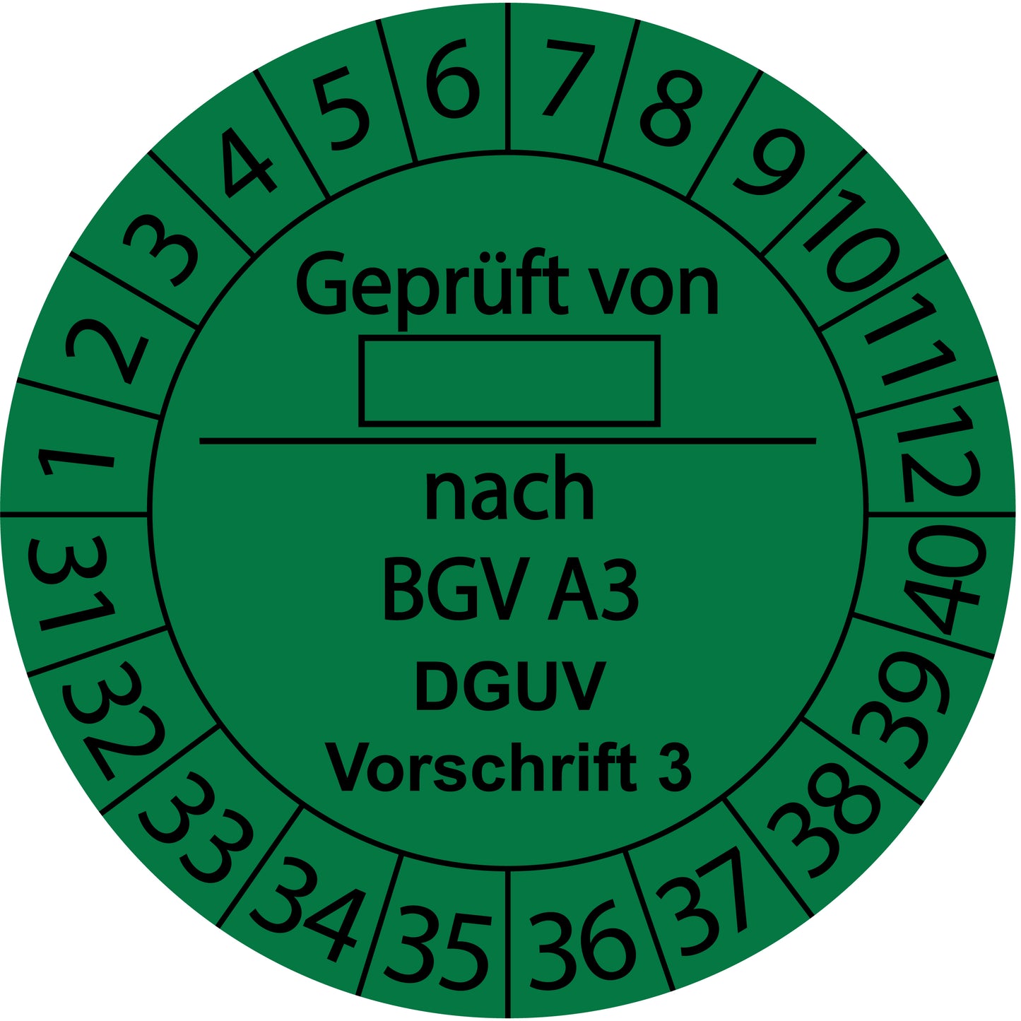 Mehrjahresprüfetiketten, Geprüft von ..., nach BGV A3, DGUV Vorschrift 3, Startjahr: 2031 aus Papier oder Plastik