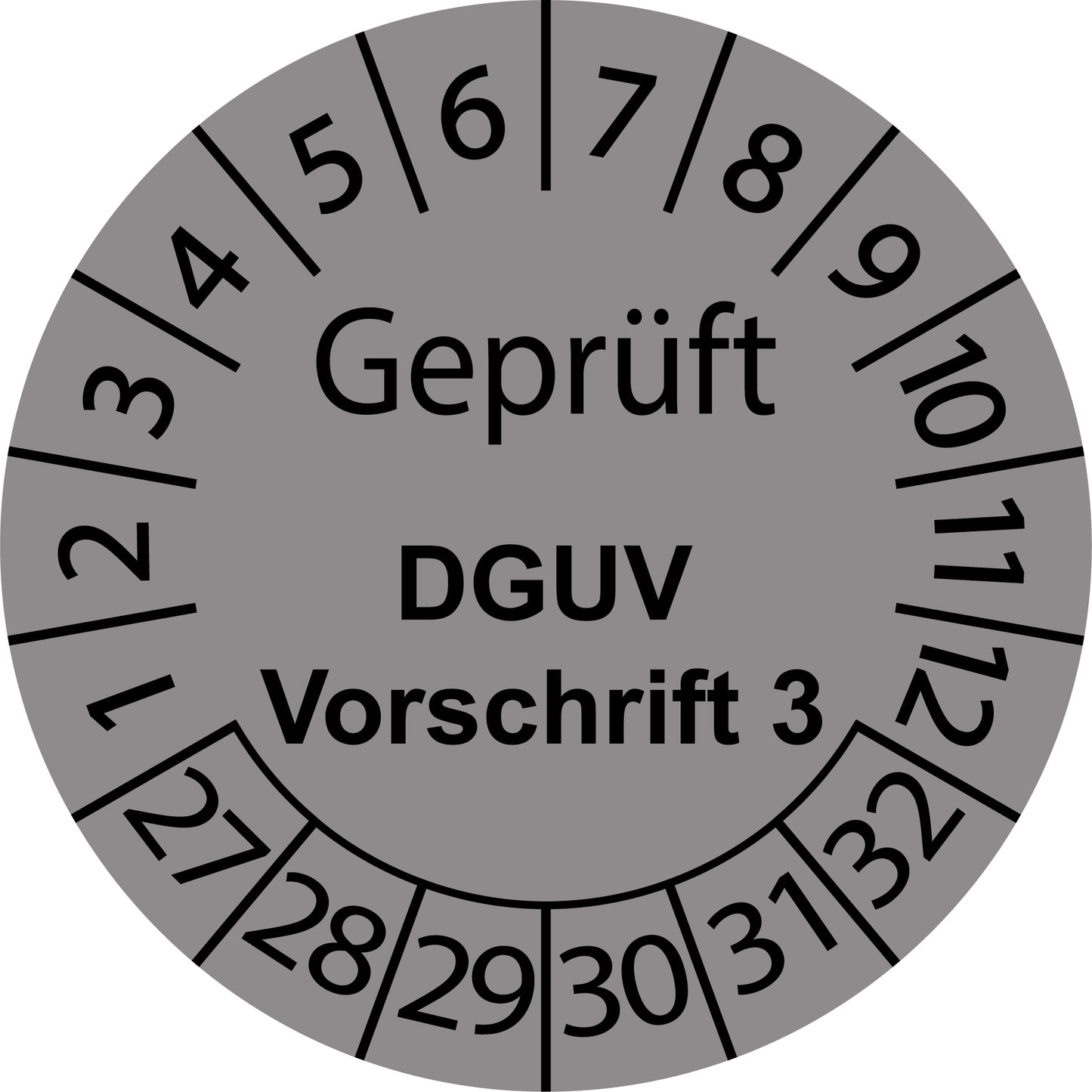 Mehrjahresprüfetiketten, Geprüft, DGUV Vorschrift 3, Startjahr: 2027 aus Papier oder Plastik