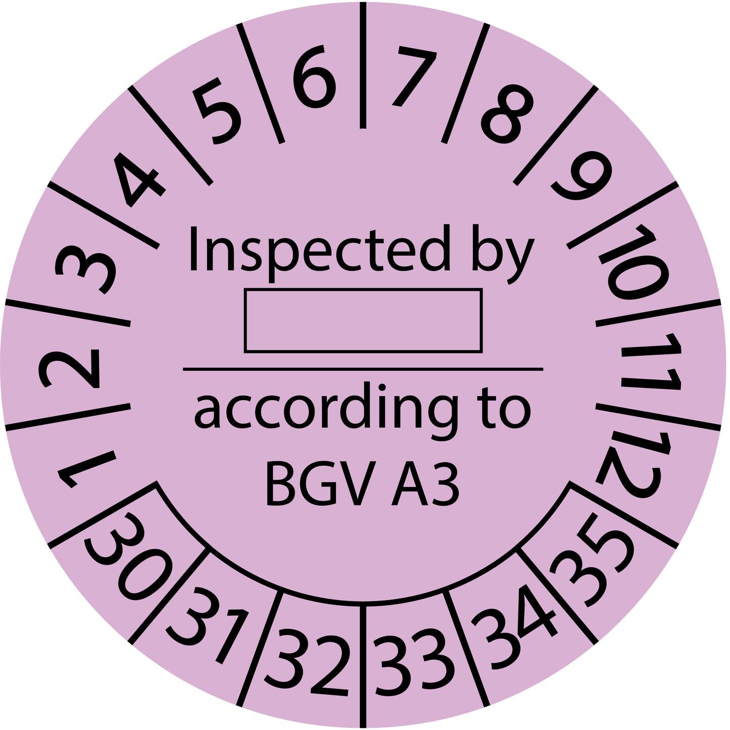 Mehrjahresprüfetiketten, Inspected by ..., according to BGV A3, Startjahr: 2030 aus Papier oder Plastik