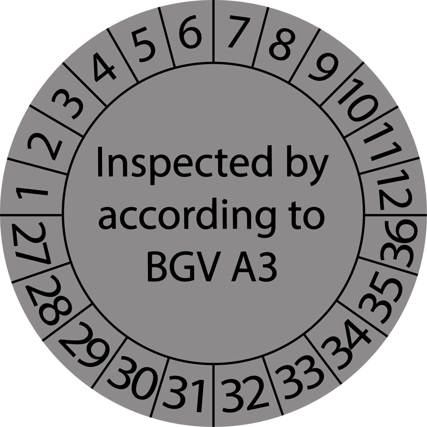 Mehrjahresprüfetiketten, Inspected by according to BGV A3, Startjahr: 2027 aus Papier oder Plastik
