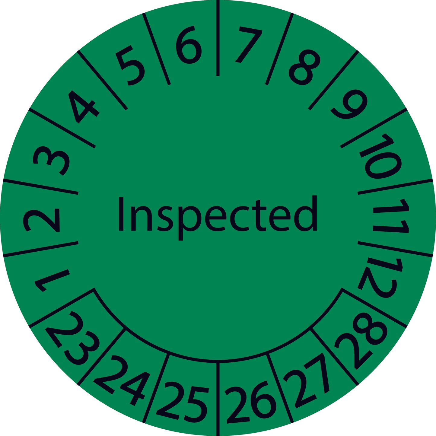 Mehrjahresprüfetiketten, Inspected, Startjahr: 2023 aus Papier oder Plastik