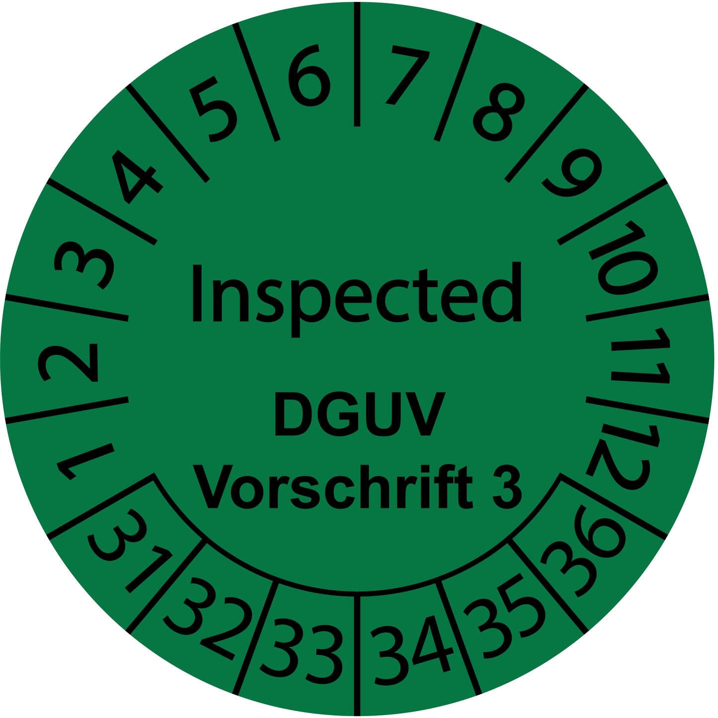 Mehrjahresprüfetiketten, Inspected, DGUV Vorschrift 3, Startjahr: 2031 aus Papier oder Plastik