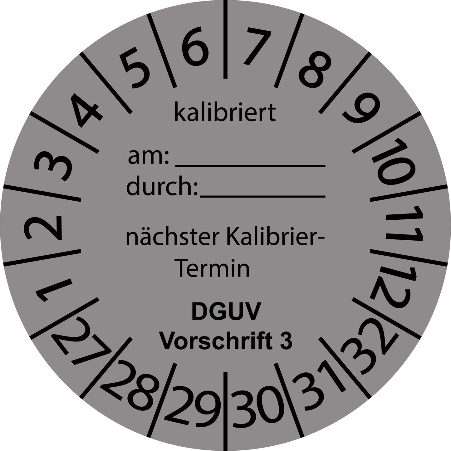 Mehrjahresprüfetiketten, Kalibriert am..., durch..., nächster Termin, DGUV Vorschrift 3, Startjahr: 2027 aus Papier oder Plastik