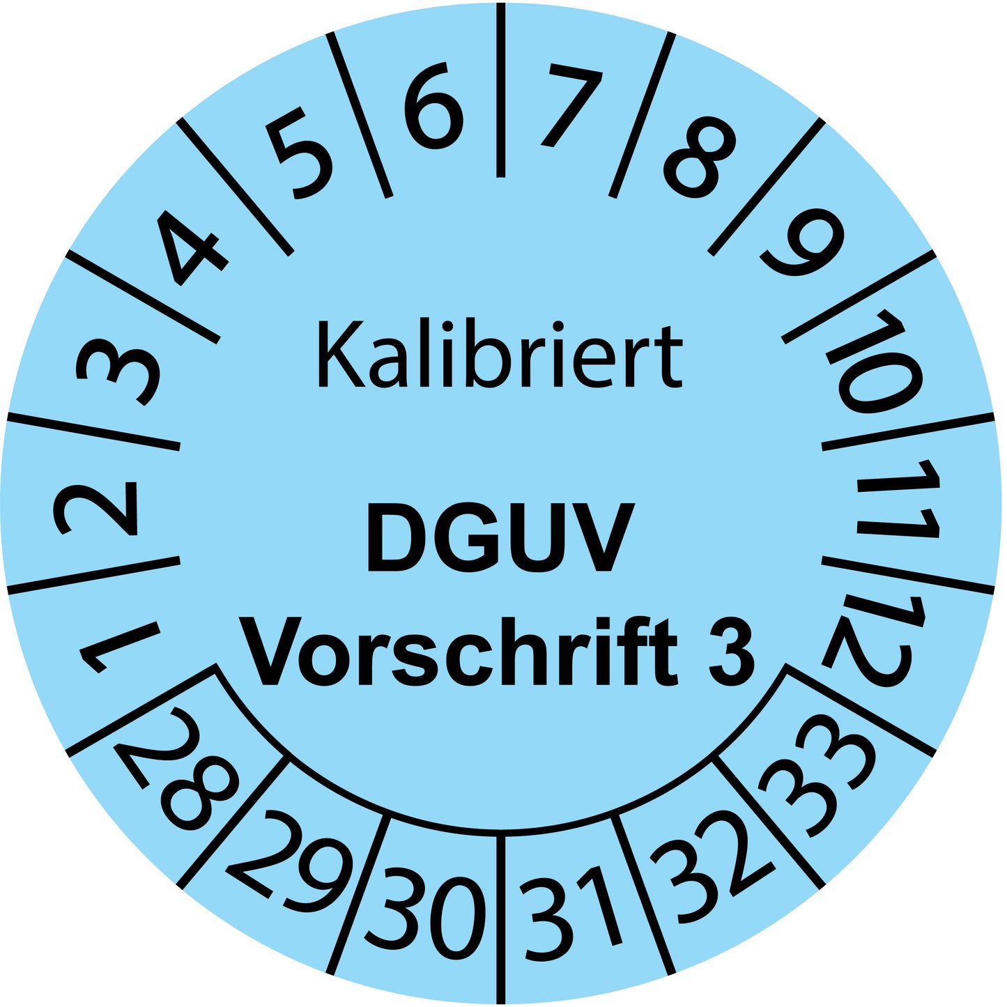 Mehrjahresprüfetiketten, Kalibriert, DGUV Vorschrift 3, Startjahr: 2028 aus Papier oder Plastik