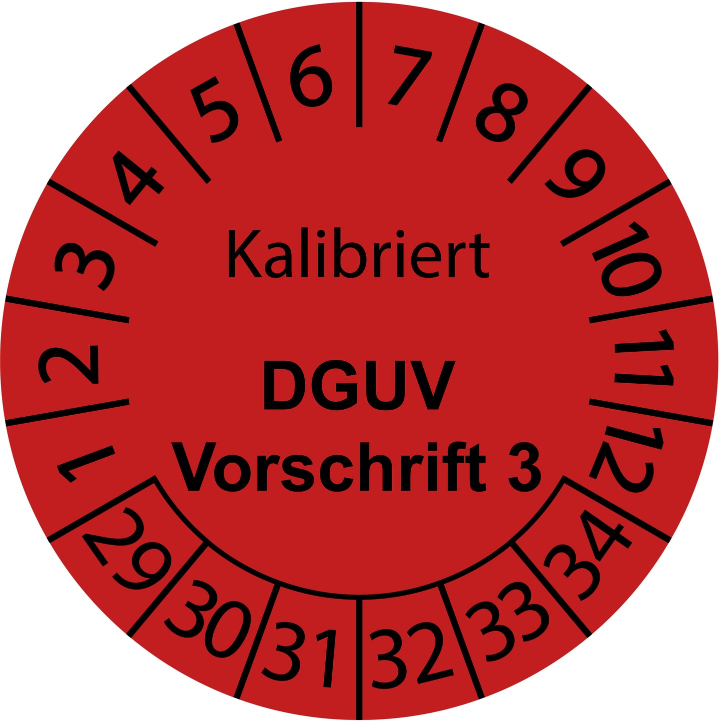 Mehrjahresprüfetiketten, Kalibriert, DGUV Vorschrift 3, Startjahr: 2029 aus Papier oder Plastik