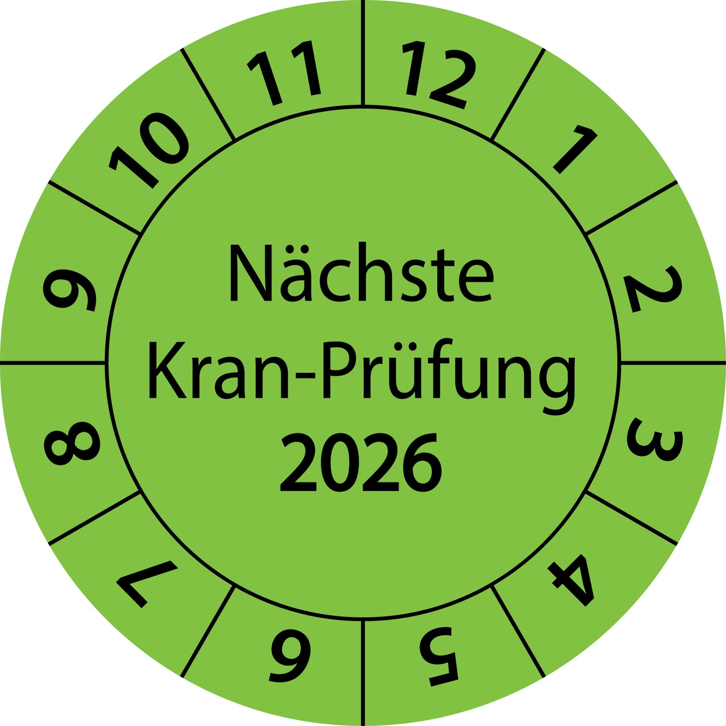 Einjahresprüfetiketten, Nächste Kran-Prüfung, Startjahr: 2026 aus Papier oder Plastik
