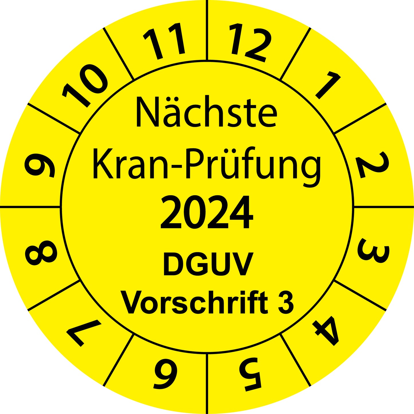Einjahresprüfetiketten, Nächste Kran-Prüfung, DGUV Vorschrift 3, Startjahr: 2024 aus Papier oder Plastik
