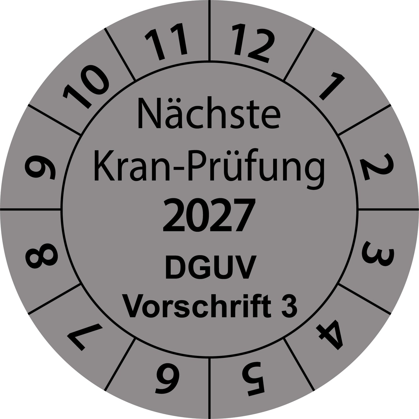 Einjahresprüfetiketten, Nächste Kran-Prüfung, DGUV Vorschrift 3, Startjahr: 2027 aus Papier oder Plastik