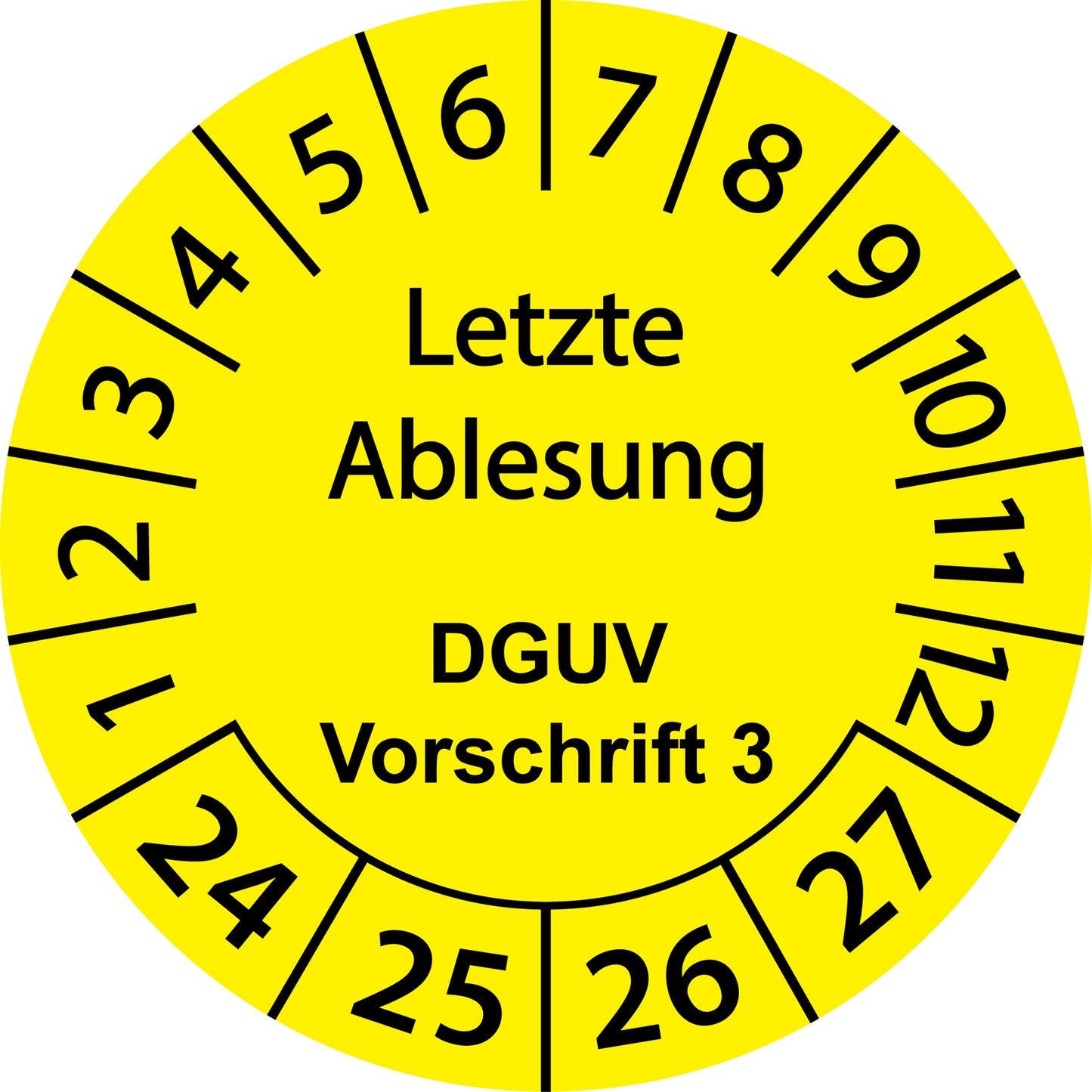 Mehrjahresprüfetiketten, Letzte Ablesung, DGUV Vorschrift 3, Startjahr: 2024 aus Papier oder Plastik