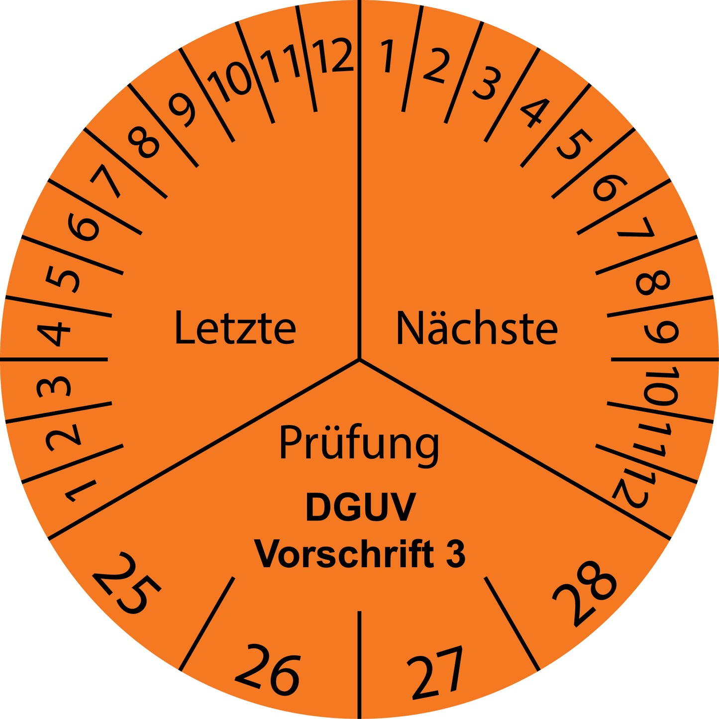 Mehrjahresprüfetiketten, Letzte & Nächste Prüfung, DGUV Vorschrift 3, Startjahr: 2025 aus Papier oder Plastik
