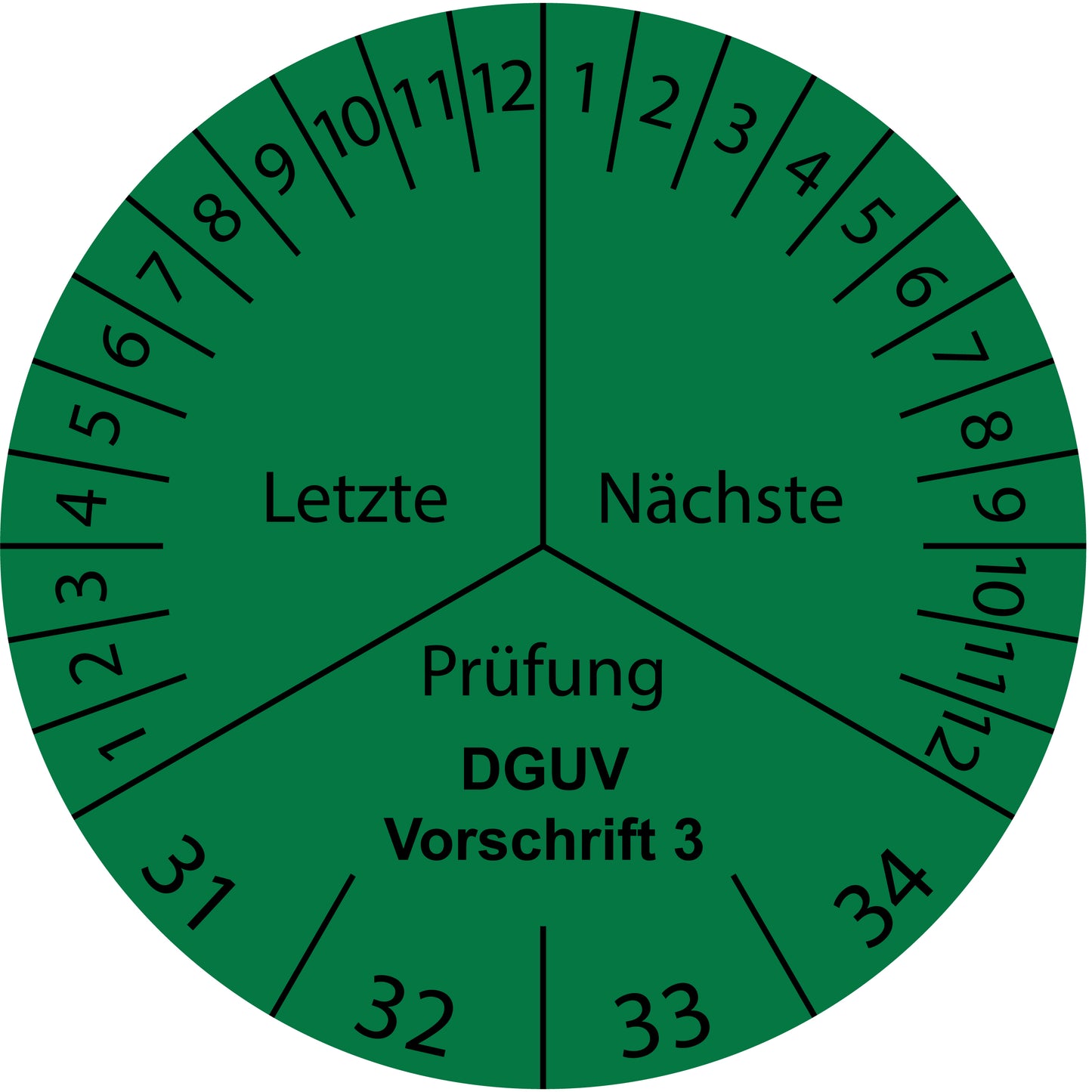 Mehrjahresprüfetiketten, Letzte & Nächste Prüfung, DGUV Vorschrift 3, Startjahr: 2031 aus Papier oder Plastik