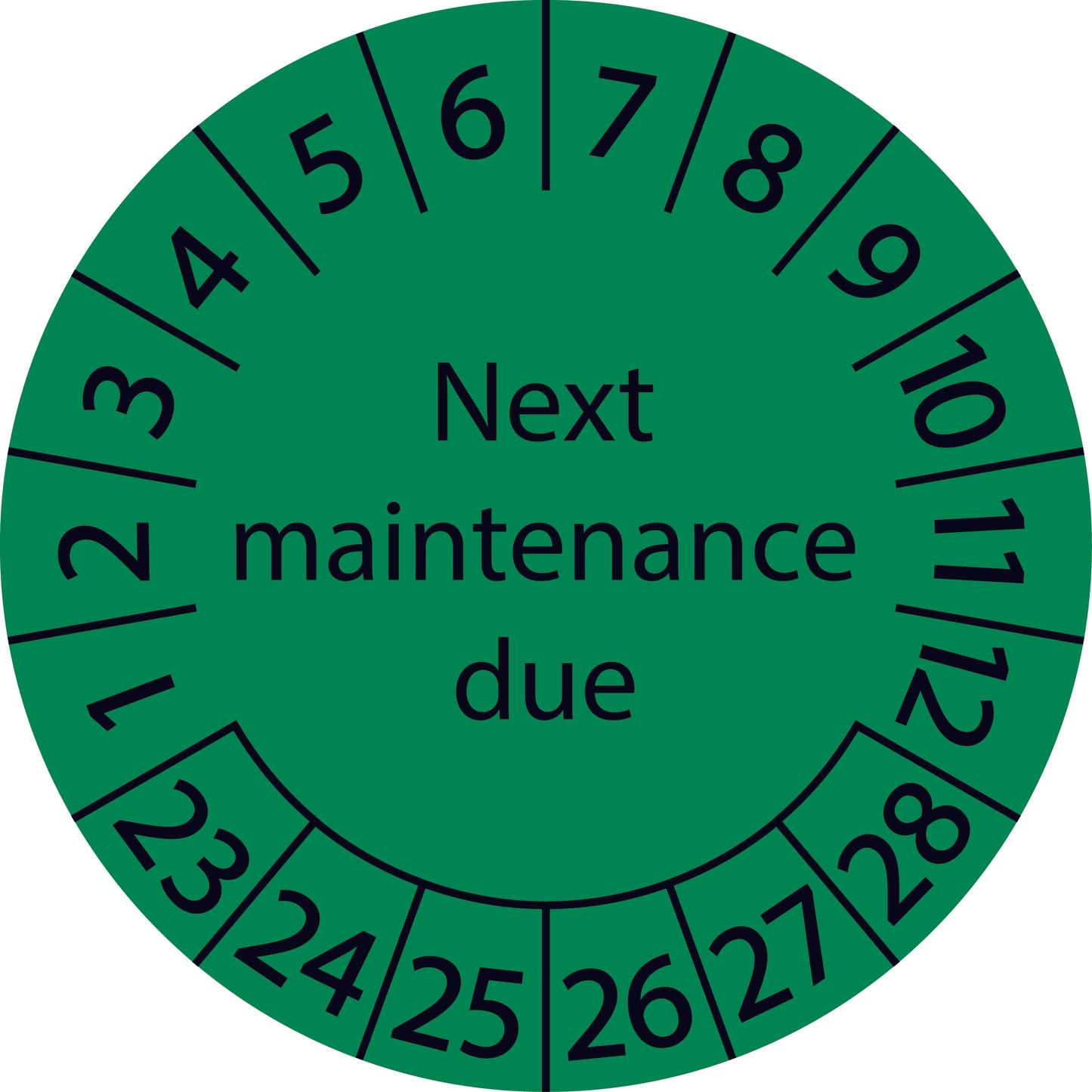 Mehrjahresprüfetiketten, Next maintenance due, Startjahr: 2023 aus Papier oder Plastik