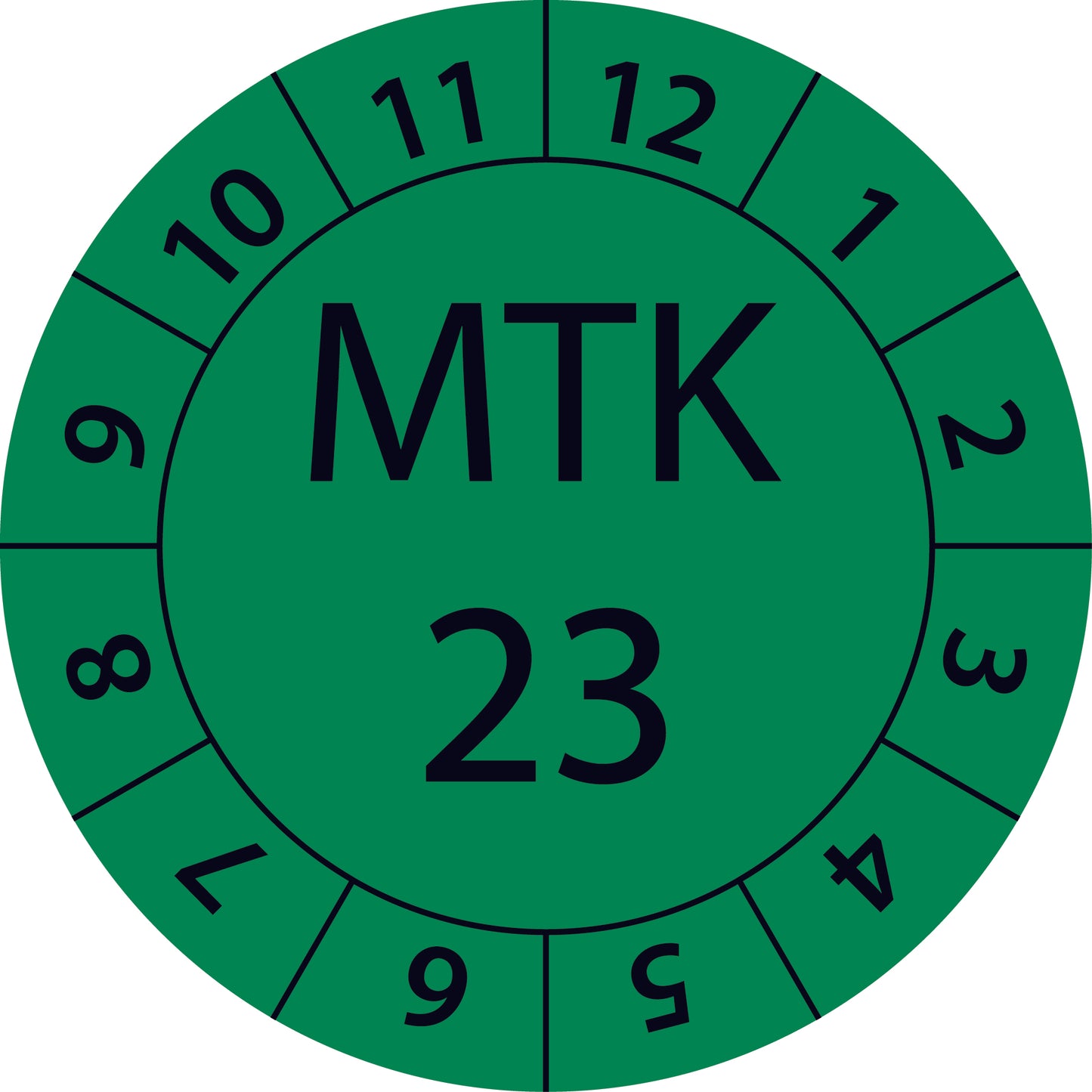 Einjahresprüfetiketten, Messtechnische Kontrolle 23, Startjahr: 2023 aus Papier oder Plastik