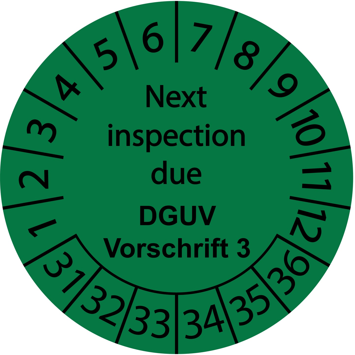Mehrjahresprüfetiketten, Next inspection due, DGUV Vorschrift 3, Startjahr: 2031 aus Papier oder Plastik