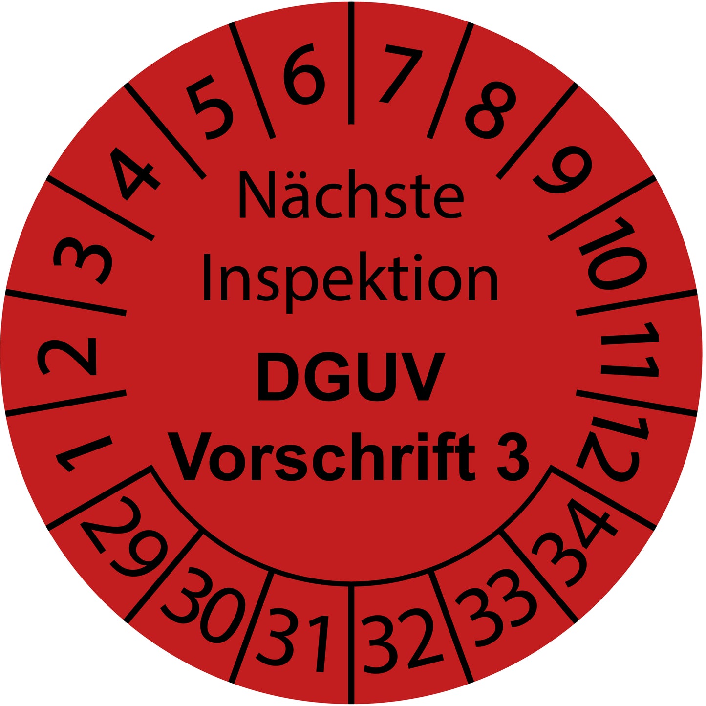 Mehrjahresprüfetiketten, Nächste Inspektion, DGUV Vorschrift 3, Startjahr: 2029 aus Papier oder Plastik