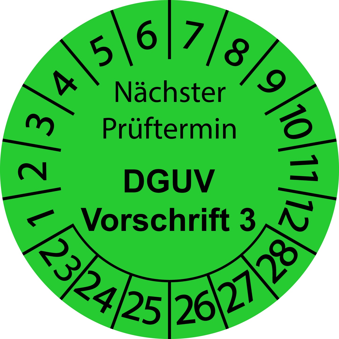 Mehrjahresprüfetiketten, Nächster Prüftermin, DGUV Vorschrift 3, Startjahr: 2023 aus Papier oder Plastik