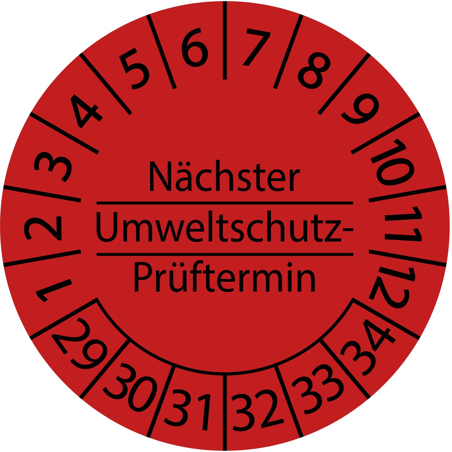 Mehrjahresprüfetiketten, Nächster Umweltschutz-Prüftermin, Startjahr: 2029 aus Papier oder Plastik