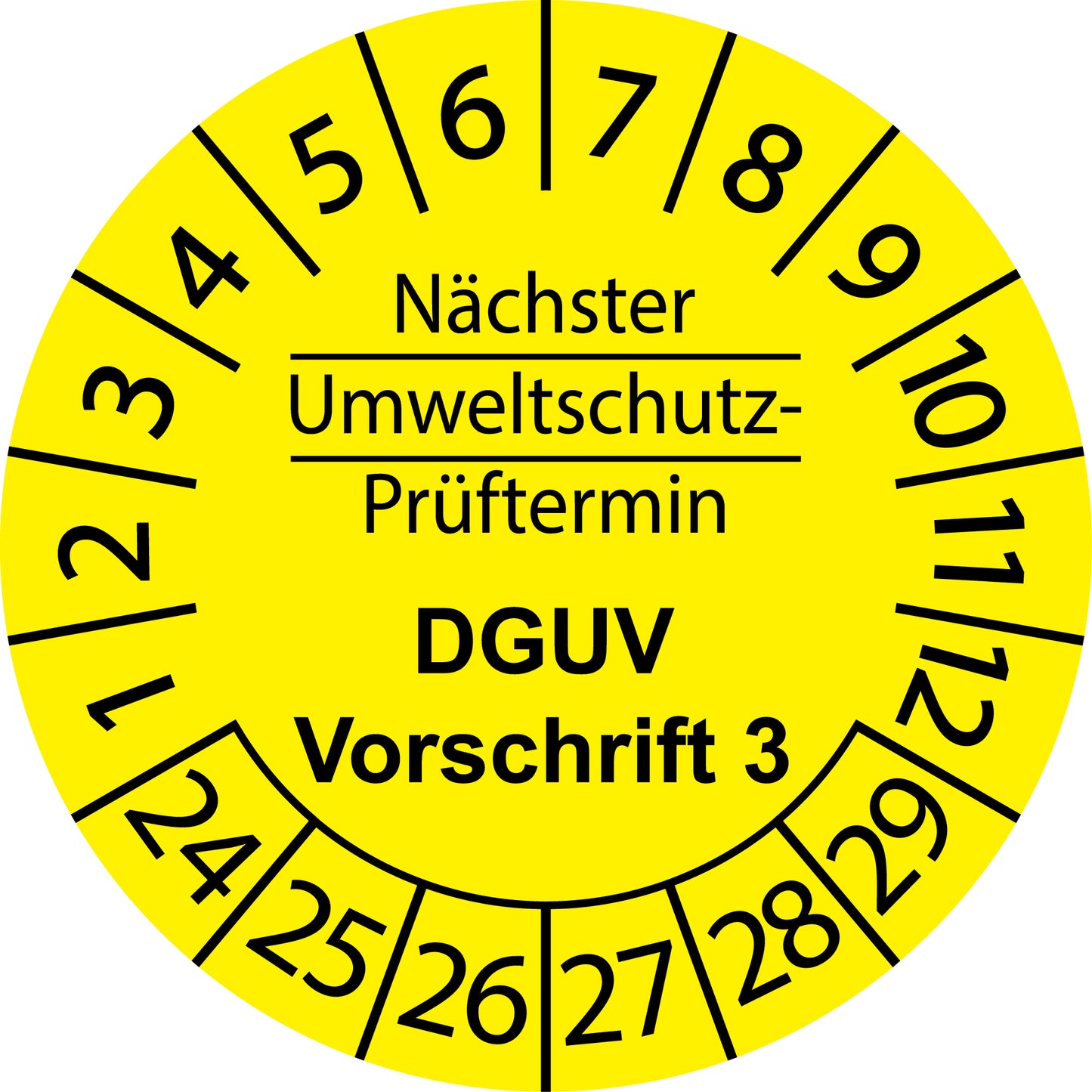Mehrjahresprüfetiketten, Nächster Umweltschutz-Prüftermin, DGUV Vorschrift 3, Startjahr: 2024 aus Papier oder Plastik