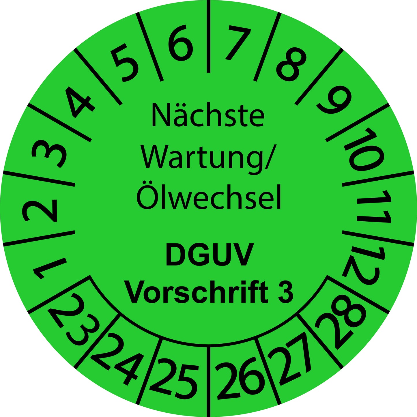 Mehrjahresprüfetiketten, Nächste Wartung/ Ölwechsel, DGUV Vorschrift 3, Startjahr: 2023 aus Papier oder Plastik
