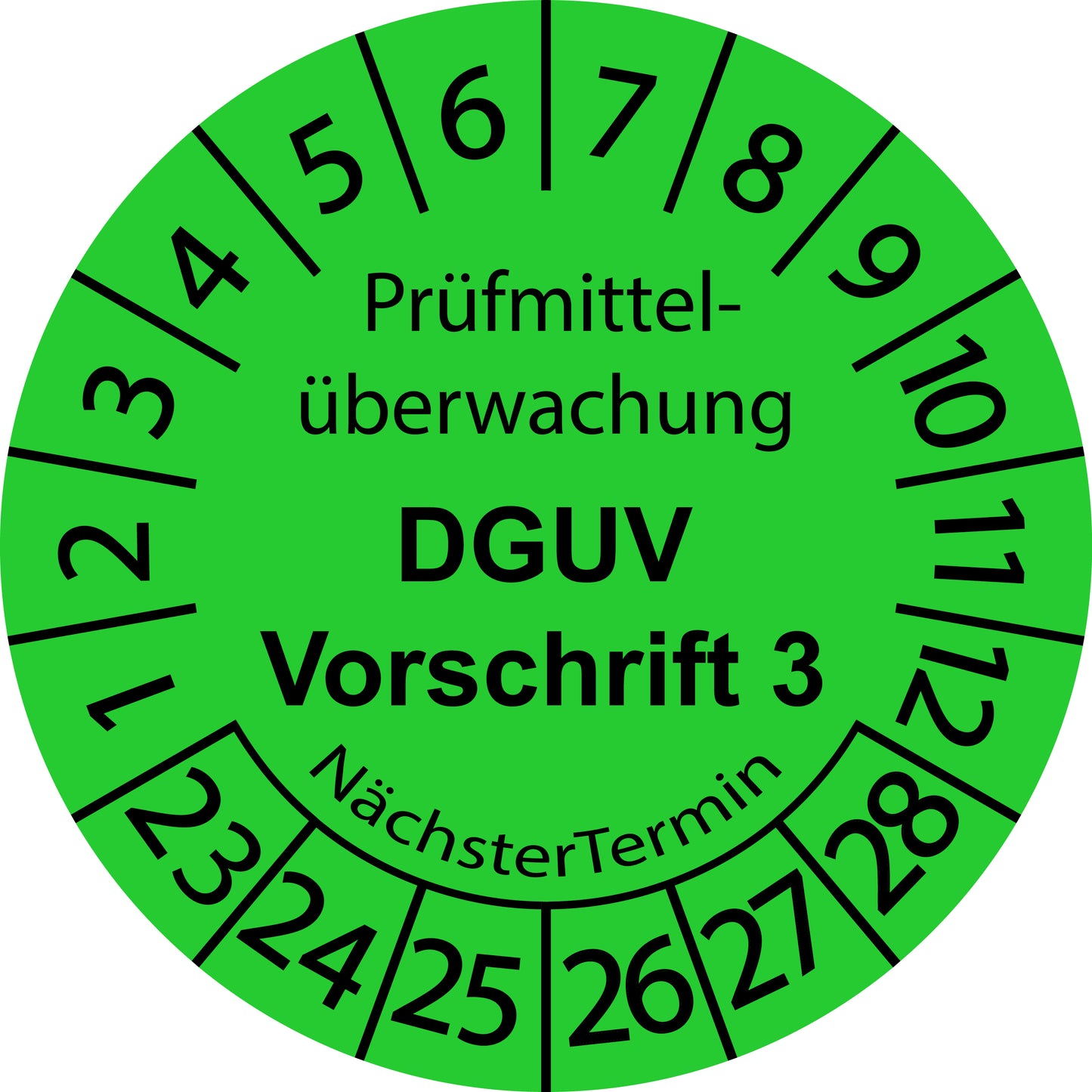 Mehrjahresprüfetiketten, Prüfmittel-Überwachung, DGUV Vorschrift 3, Startjahr: 2023 aus Papier oder Plastik