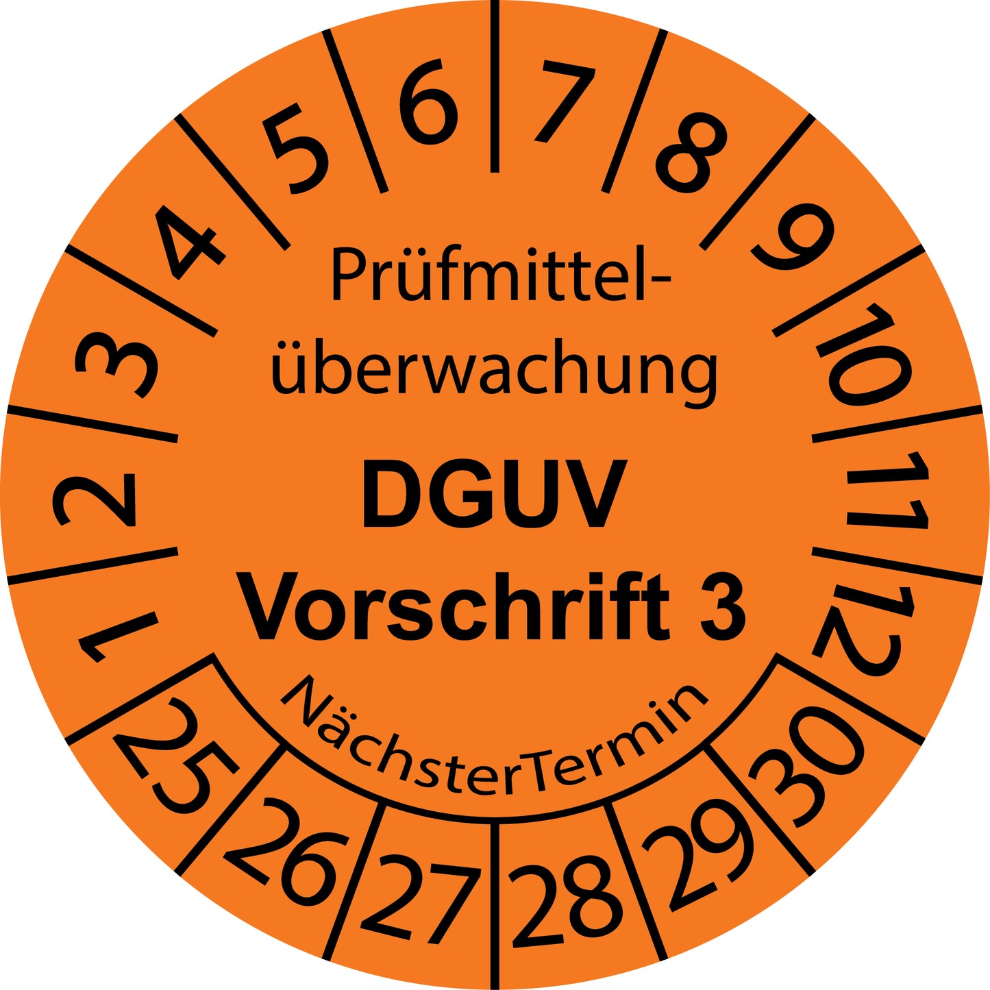 Mehrjahresprüfetiketten, Prüfmittelüberwachung, DGUV Vorschrift 3, Startjahr: 2025 aus Papier oder Plastik