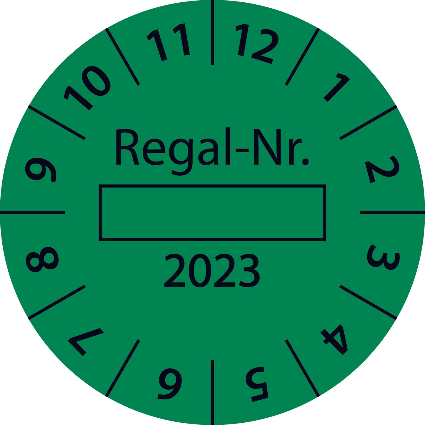 Einjahresprüfetiketten, Regal-Nr. ...., Startjahr: 2023 aus Papier oder Plastik