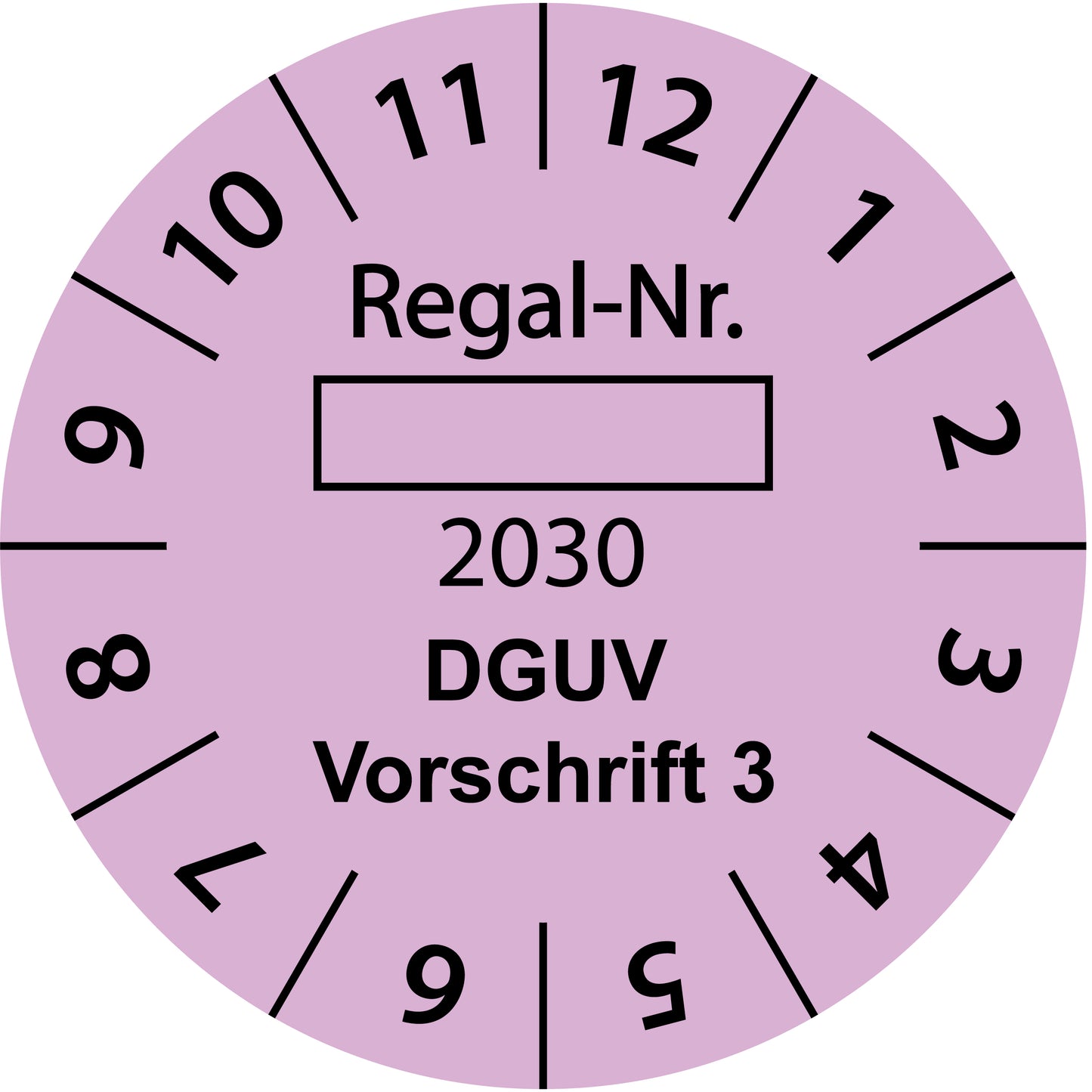 Einjahresprüfetiketten, Regal-Nr. ..., Startjahr: 2030 aus Papier oder Plastik