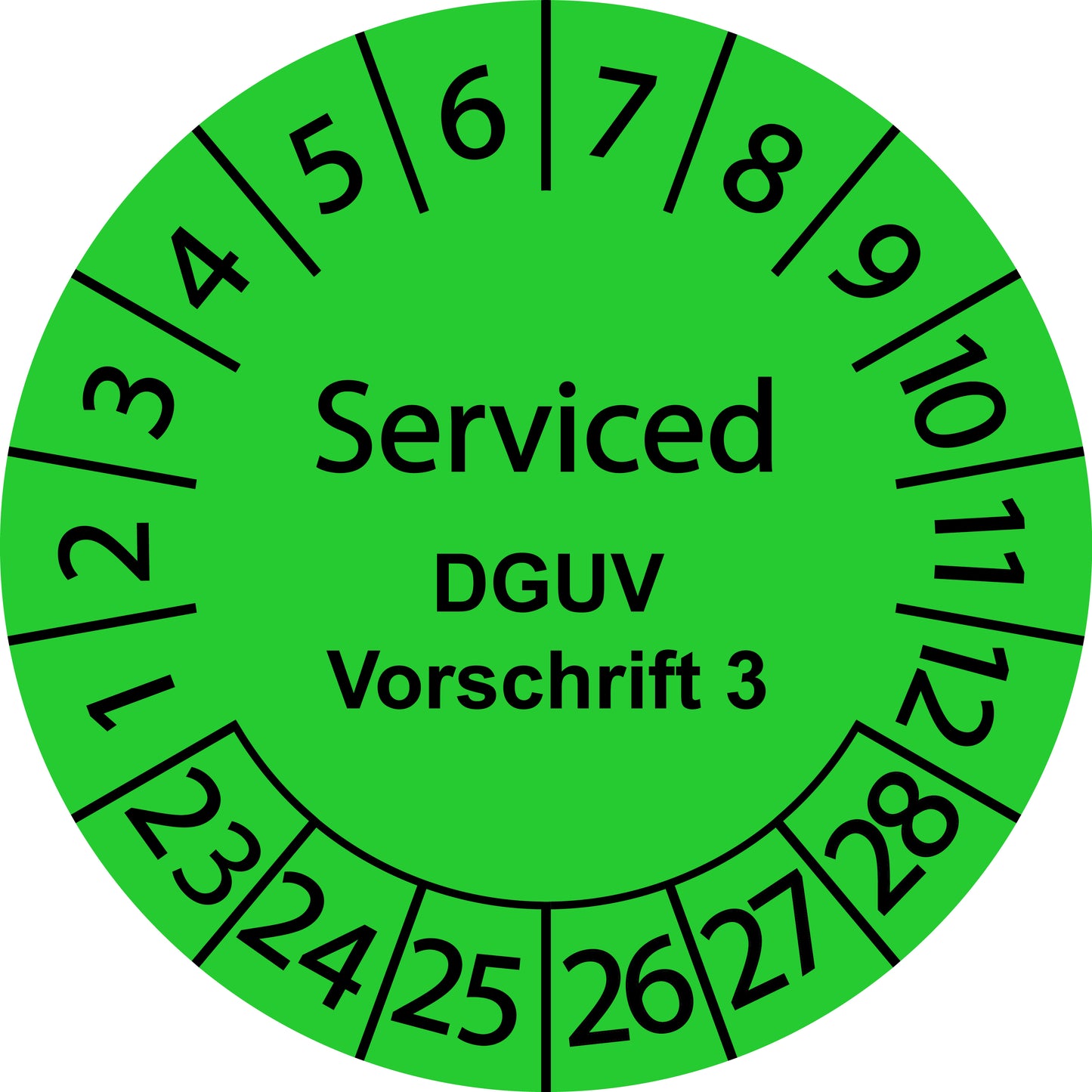 Mehrjahresprüfetiketten, Serviced, DGUV Vorschrift 3, Startjahr: 2023 aus Papier oder Plastik