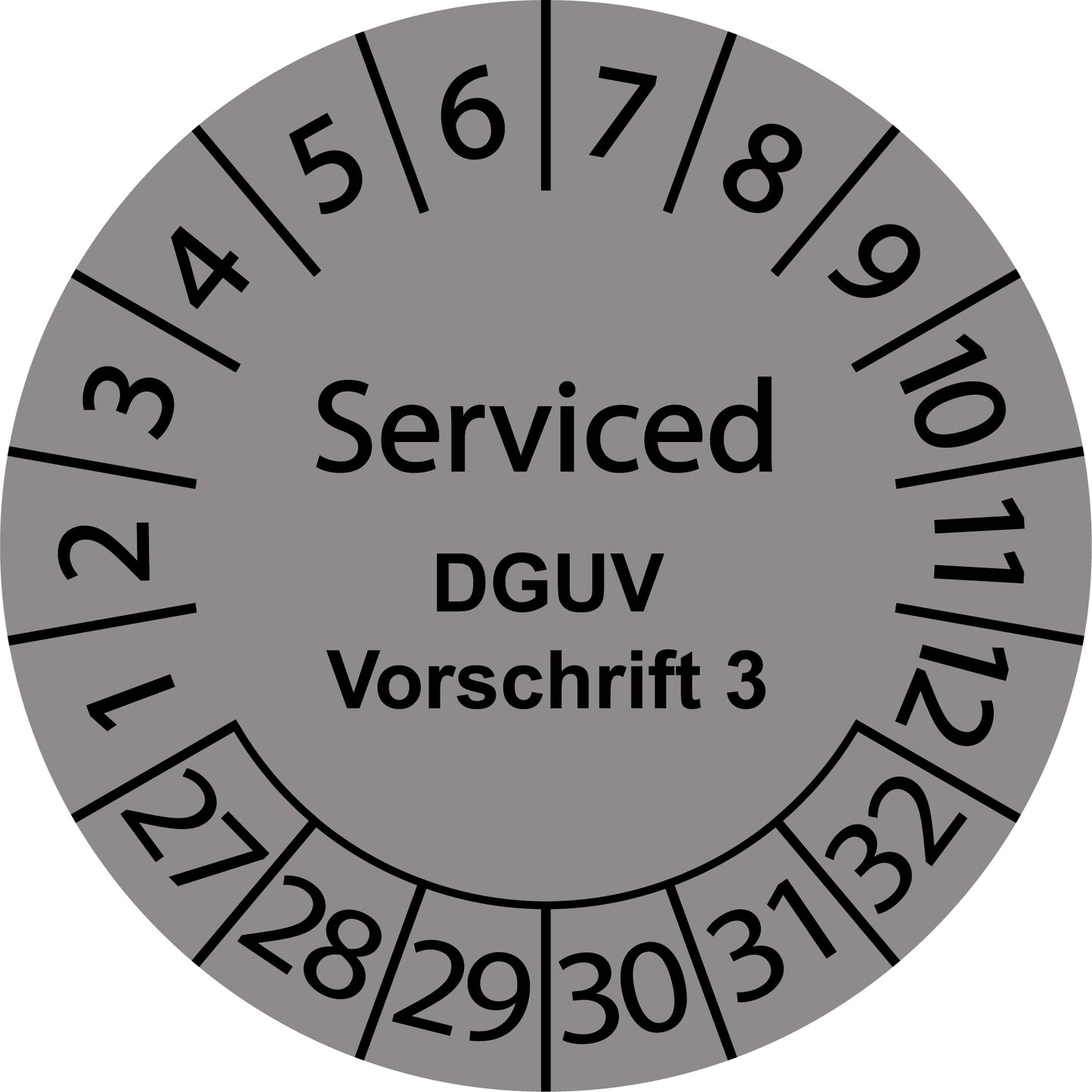 Mehrjahresprüfetiketten, Serviced, DGUV Vorschrift 3, Startjahr: 2027 aus Papier oder Plastik