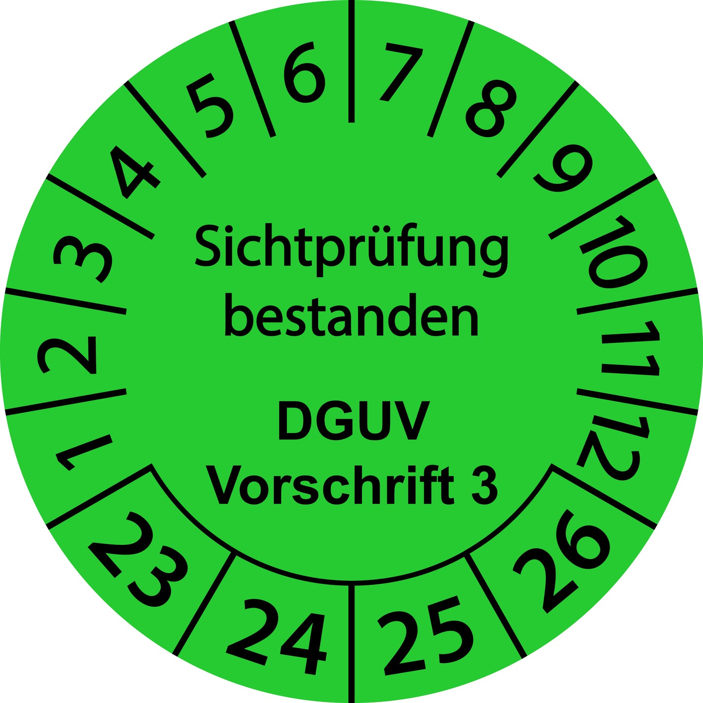 Mehrjahresprüfetiketten, Sichtprüfung bestanden, DGUV Vorschrift 3, Startjahr: 2023 aus Papier oder Plastik