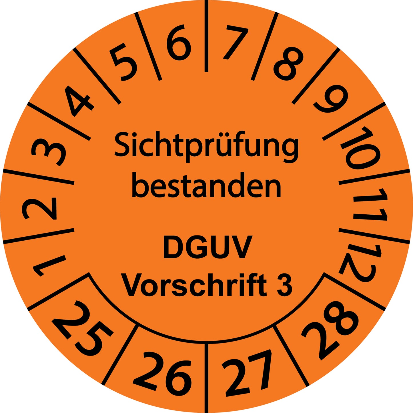 Mehrjahresprüfetiketten, Sichtprüfung bestanden, DGUV Vorschrift 3, Startjahr: 2025 aus Papier oder Plastik