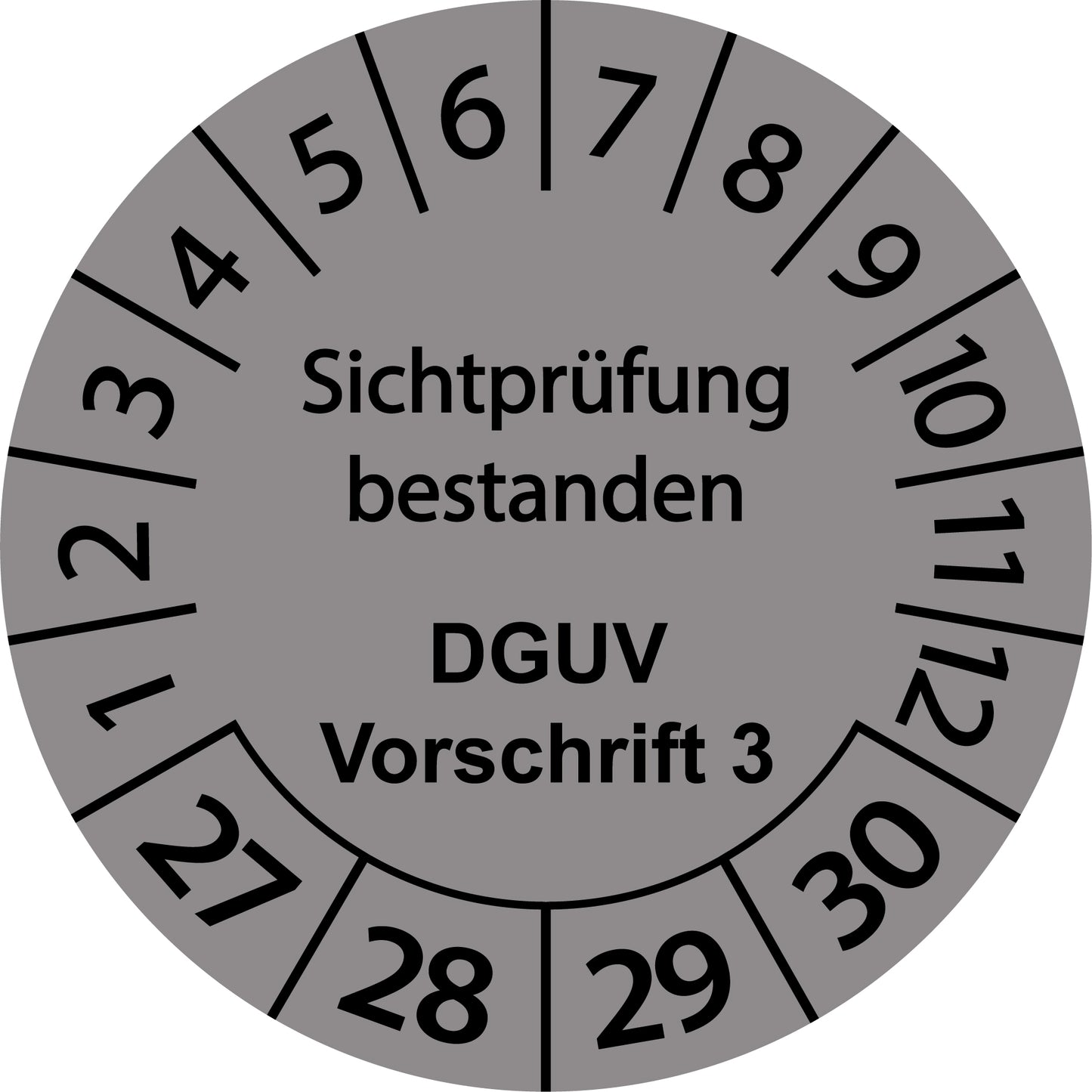 Mehrjahresprüfetiketten, Sichtprüfung bestanden, DGUV Vorschrift 3, Startjahr: 2027 aus Papier oder Plastik