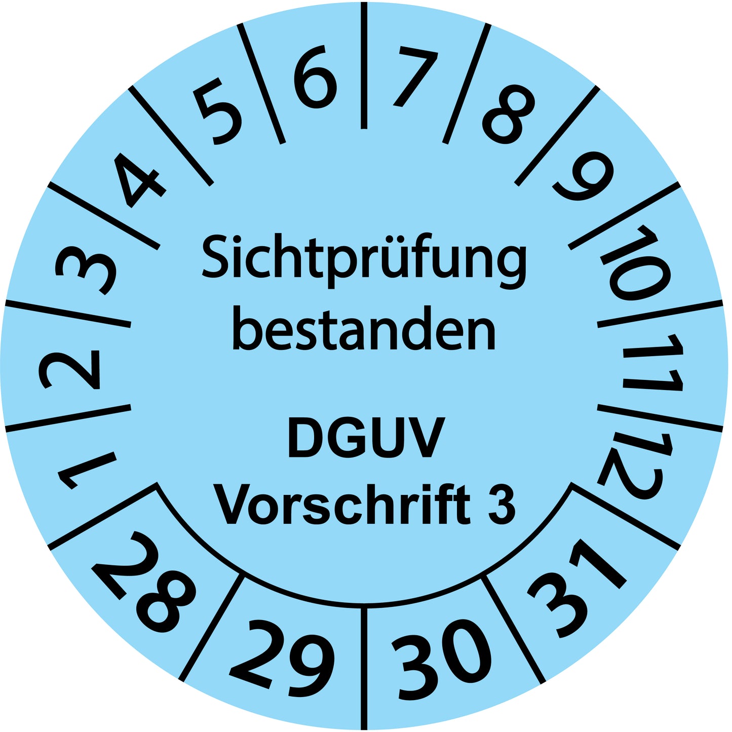 Mehrjahresprüfetiketten, Sichtprüfung bestanden, DGUV Vorschrift 3, Startjahr: 2028 aus Papier oder Plastik
