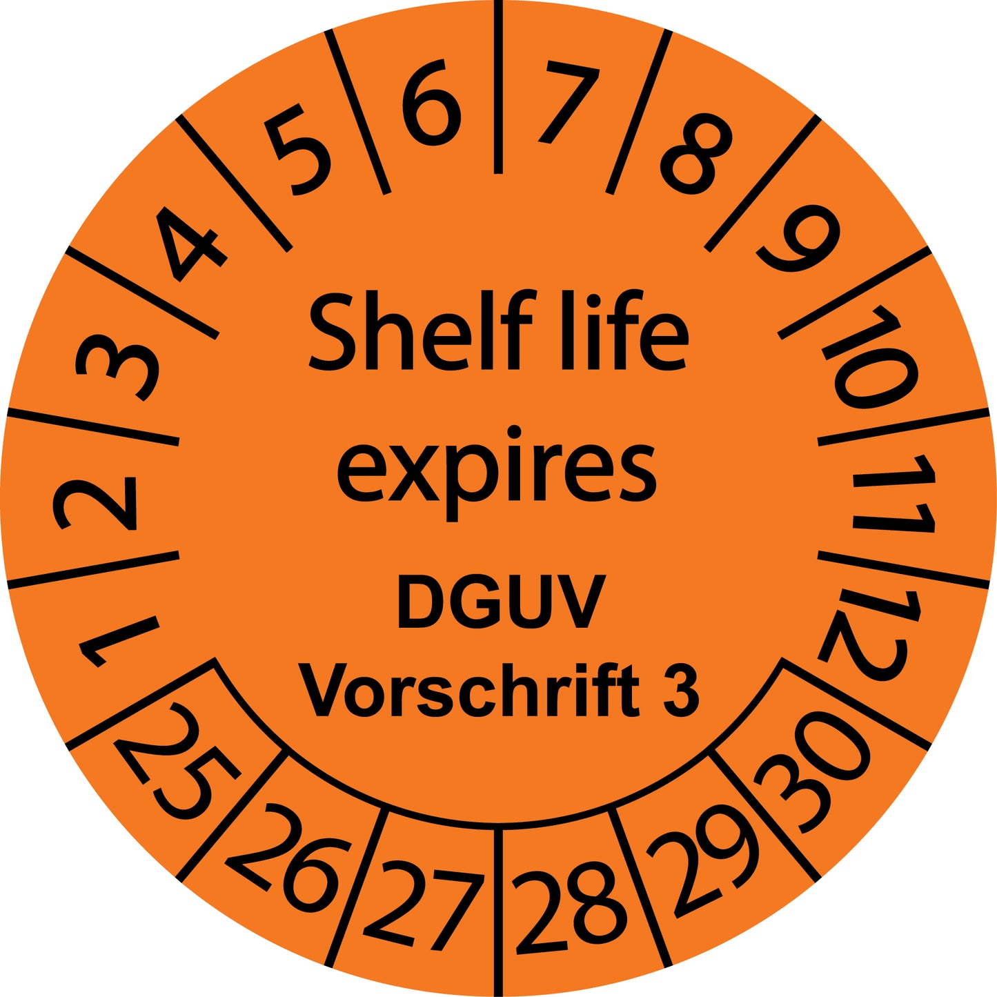 Mehrjahresprüfetiketten, Shelf life expires, DGUV Vorschrift 3, Startjahr: 2025 aus Papier oder Plastik
