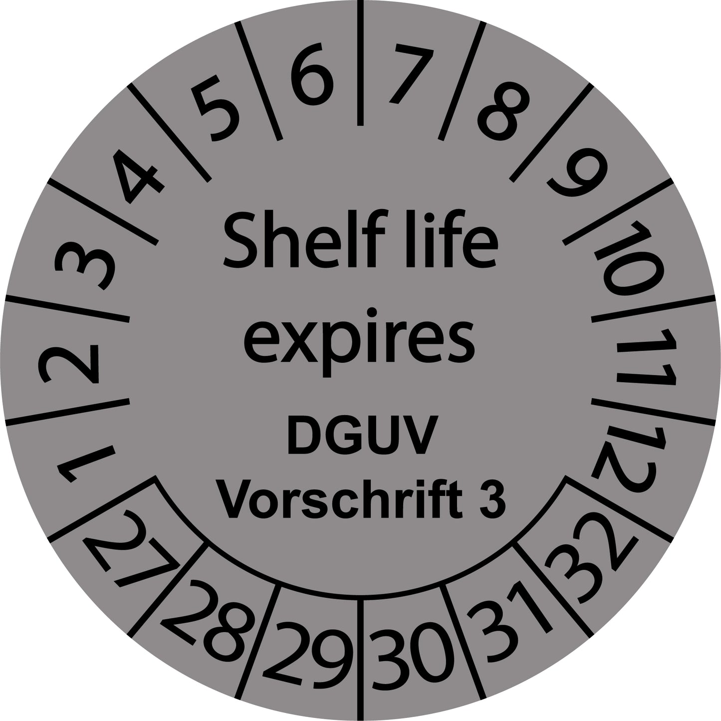 Mehrjahresprüfetiketten, Shelf life expires, DGUV Vorschrift 3, Startjahr: 2027 aus Papier oder Plastik