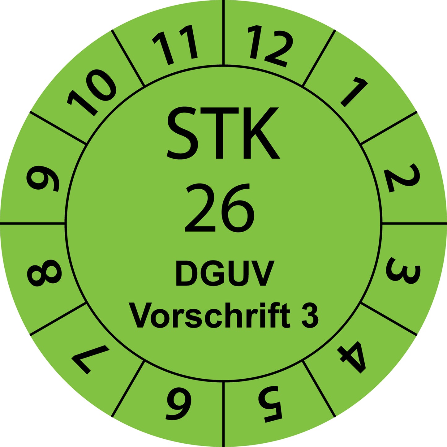 Einjahresprüfetiketten, Sicherheitstechnische Kontrolle 26, DGUV Vorschrift, Startjahr: 2026 aus Papier oder Plastik