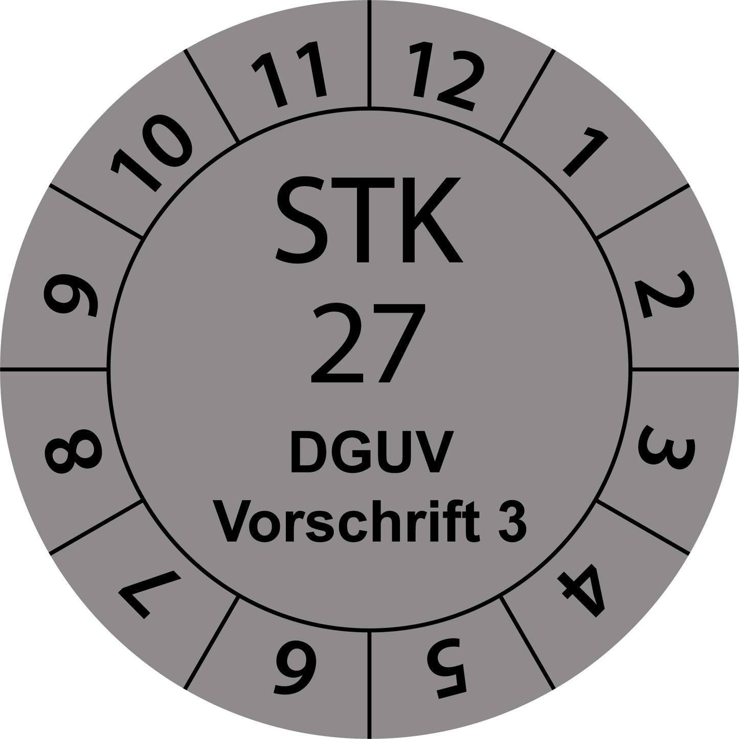 Einjahresprüfetiketten, Sicherheitstechnische Kontrolle 27, DGUV Vorschrift, Startjahr: 2027 aus Papier oder Plastik