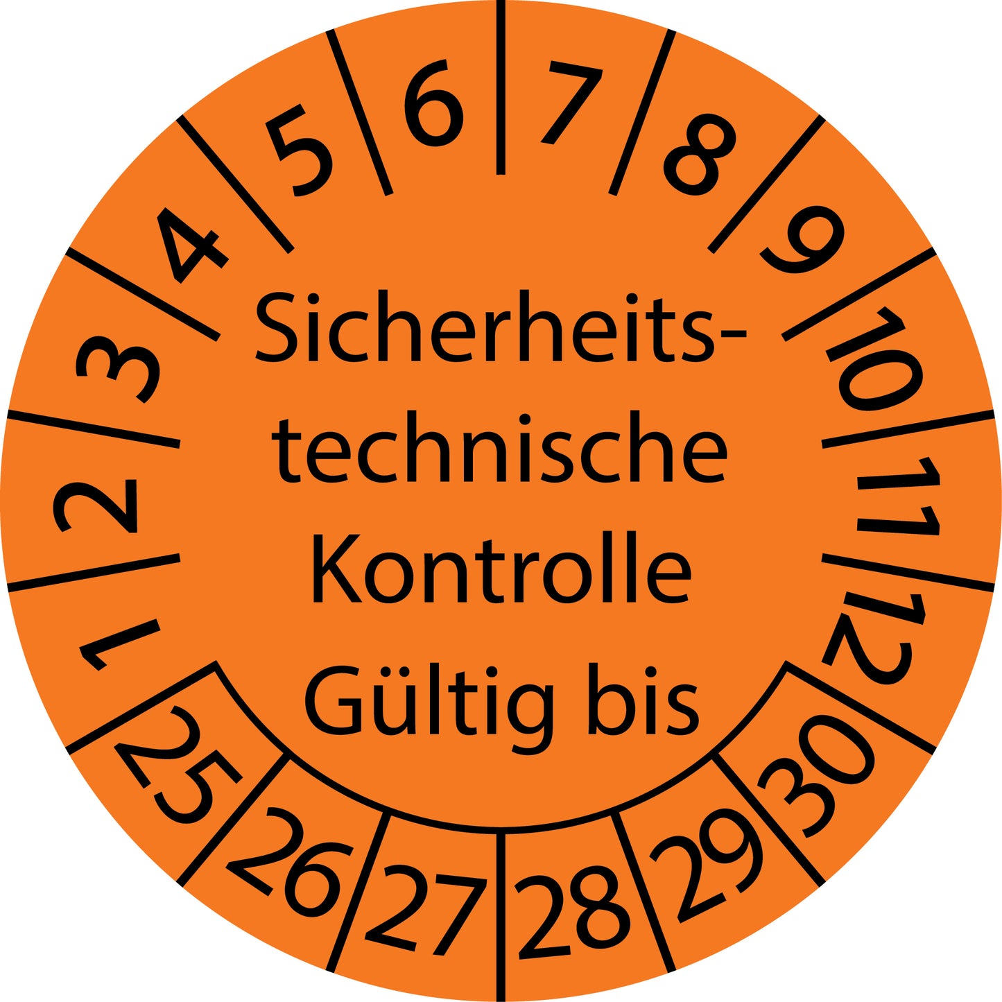 Mehrjahresprüfetiketten, Sicherheitstechnische Kontrolle, gültig bis, Startjahr: 2025 aus Papier oder Plastik