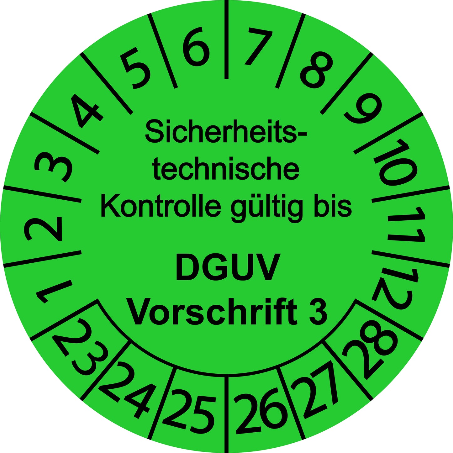 Mehrjahresprüfetiketten, Sicherheitstechnische Kontrolle, gültig bis, DGUV Vorschrift 3, Startjahr: 2023 aus Papier oder Plastik