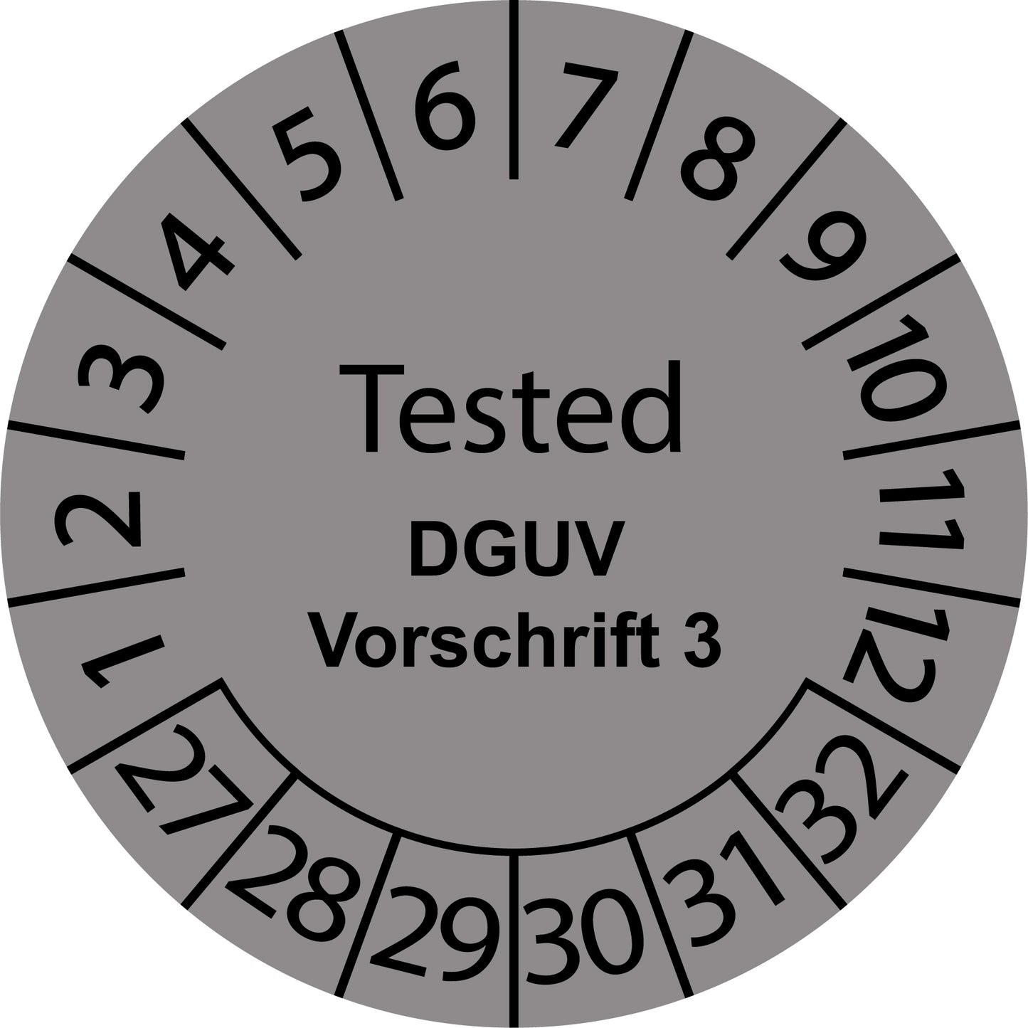 Mehrjahresprüfetiketten, Tested, DGUV Vorschrift, Startjahr: 2027 aus Papier oder Plastik