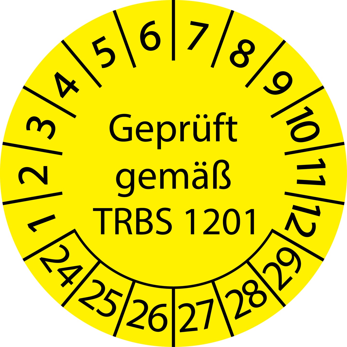 Mehrjahresprüfetiketten, Geprüft gemäß TRBS 1201, Startjahr: 2024 aus Papier oder Plastik
